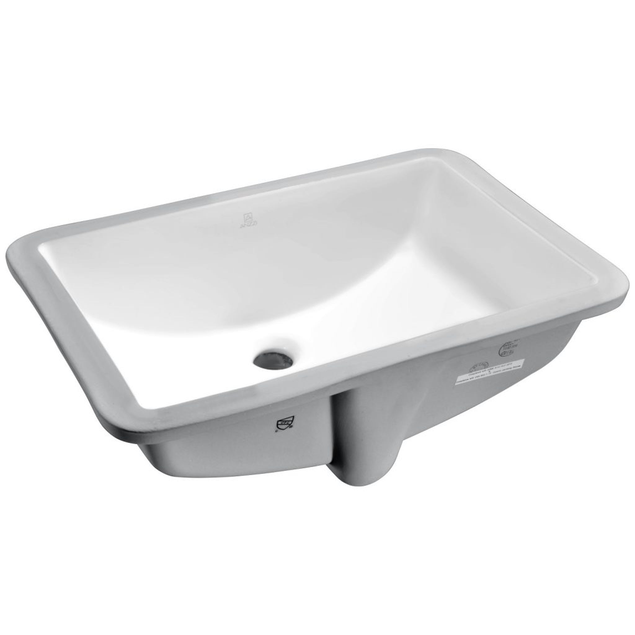 ANZZI, ANZZI Pegasus Series 21" x 15" Rectangular Glossy White Undermount Sink With Built-In Overflow