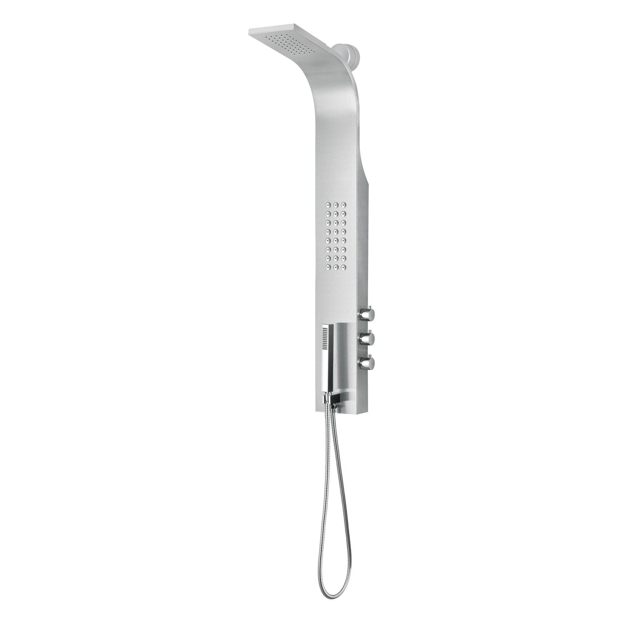 ANZZI, ANZZI Pier Series 48" Brushed Stainless Steel 1-Jetted Full Body Shower Panel With Heavy Rain Shower Head and Euro-Grip Hand Sprayer