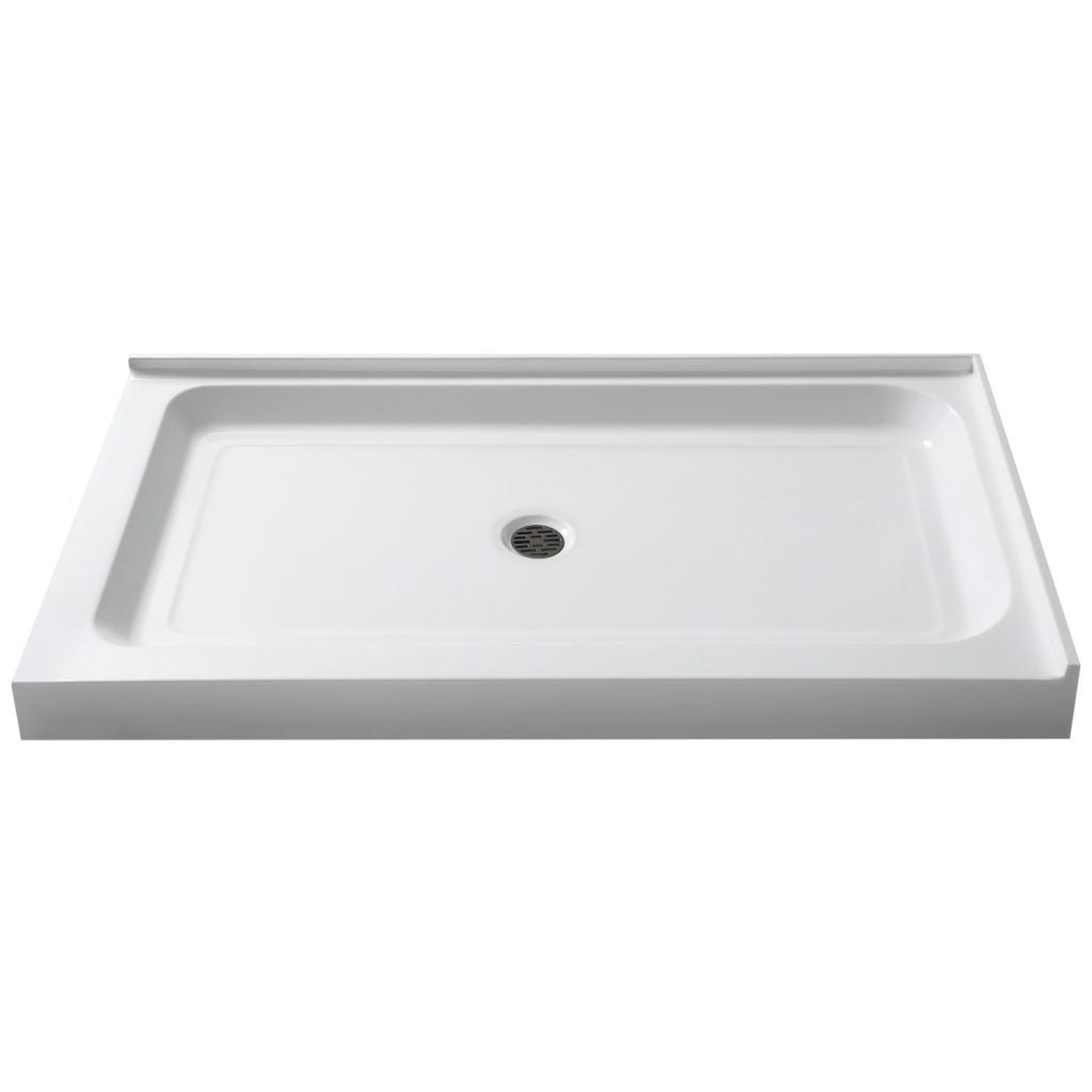 ANZZI, ANZZI Port Series 36" x 48" Center Drain Double Threshold White Shower Base With Built-in Tile Flange