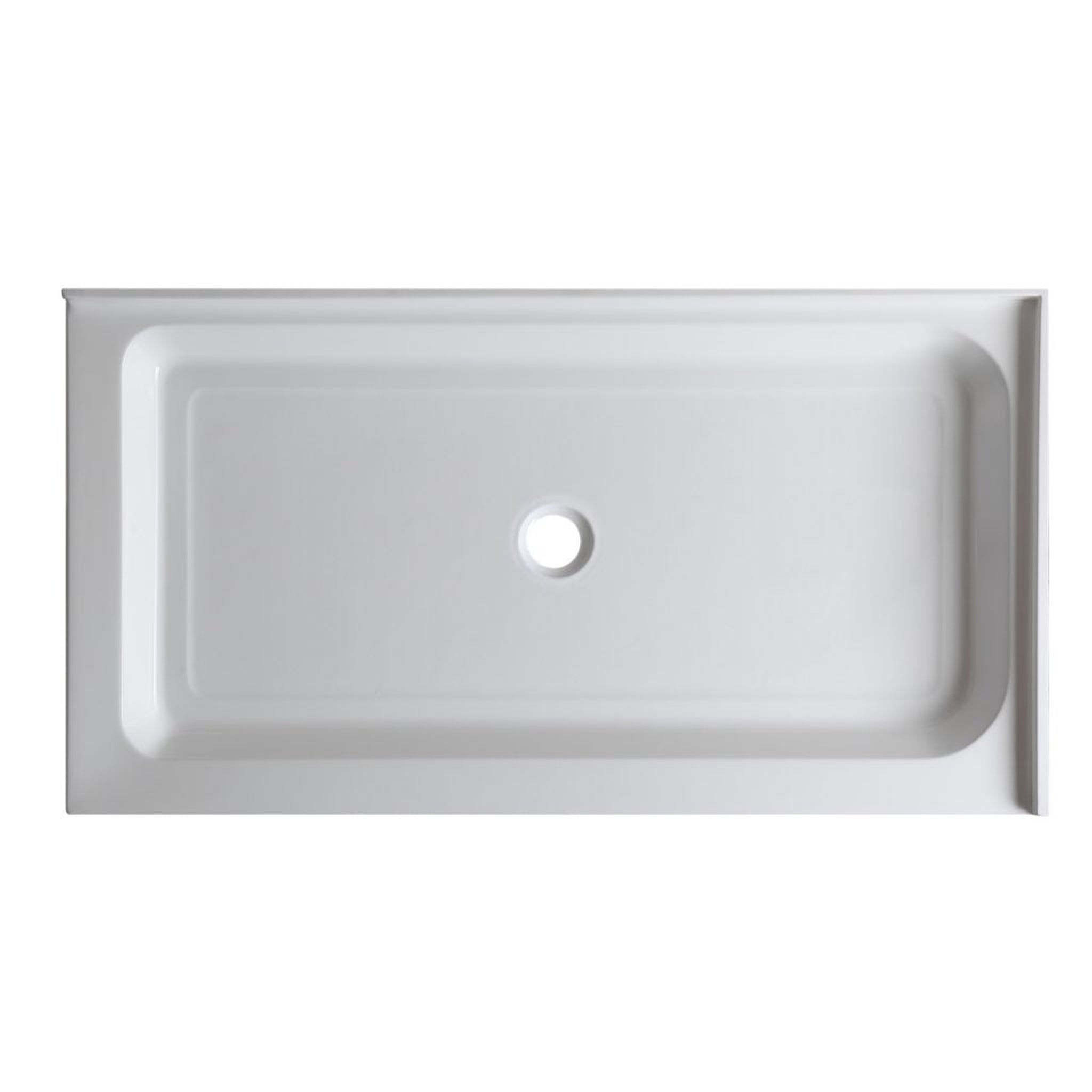 ANZZI, ANZZI Port Series 36" x 48" Center Drain Double Threshold White Shower Base With Built-in Tile Flange