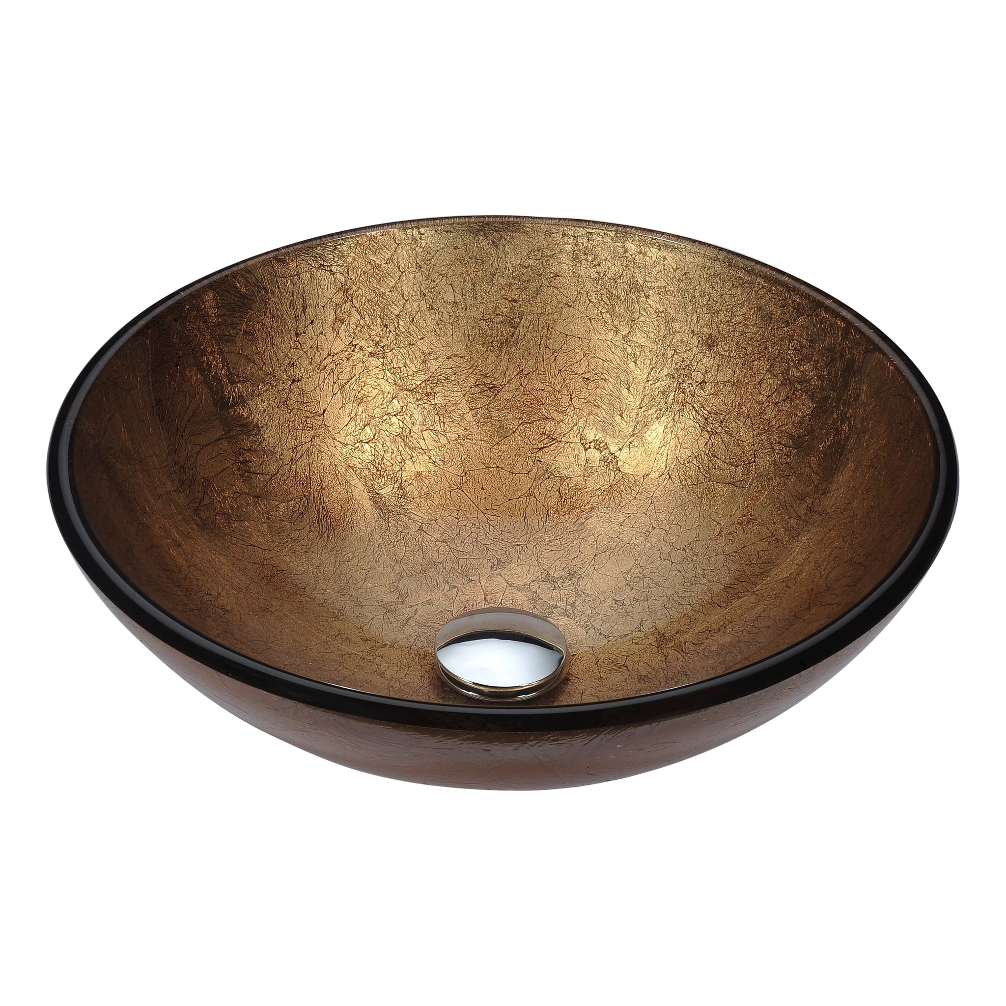 ANZZI, ANZZI Posh Series 17" x 17" Round Celestial Earth Deco-Glass Vessel Sink With Polished Chrome Pop-Up Drain