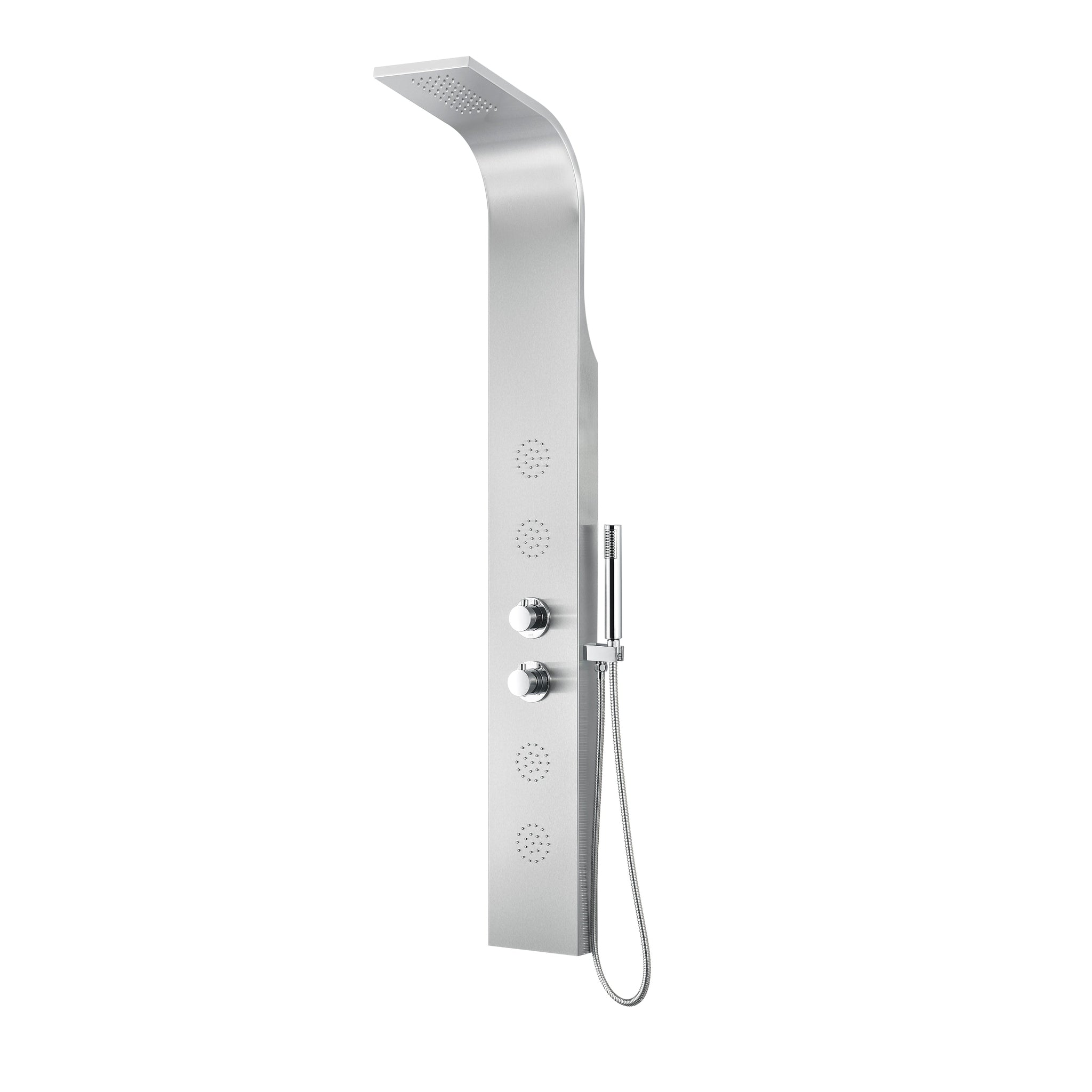 ANZZI, ANZZI Praire Series 64" Brushed Stainless Steel 4-Jetted Full Body Shower Panel With Heavy Rain Shower Head and Euro-Grip Hand Sprayer