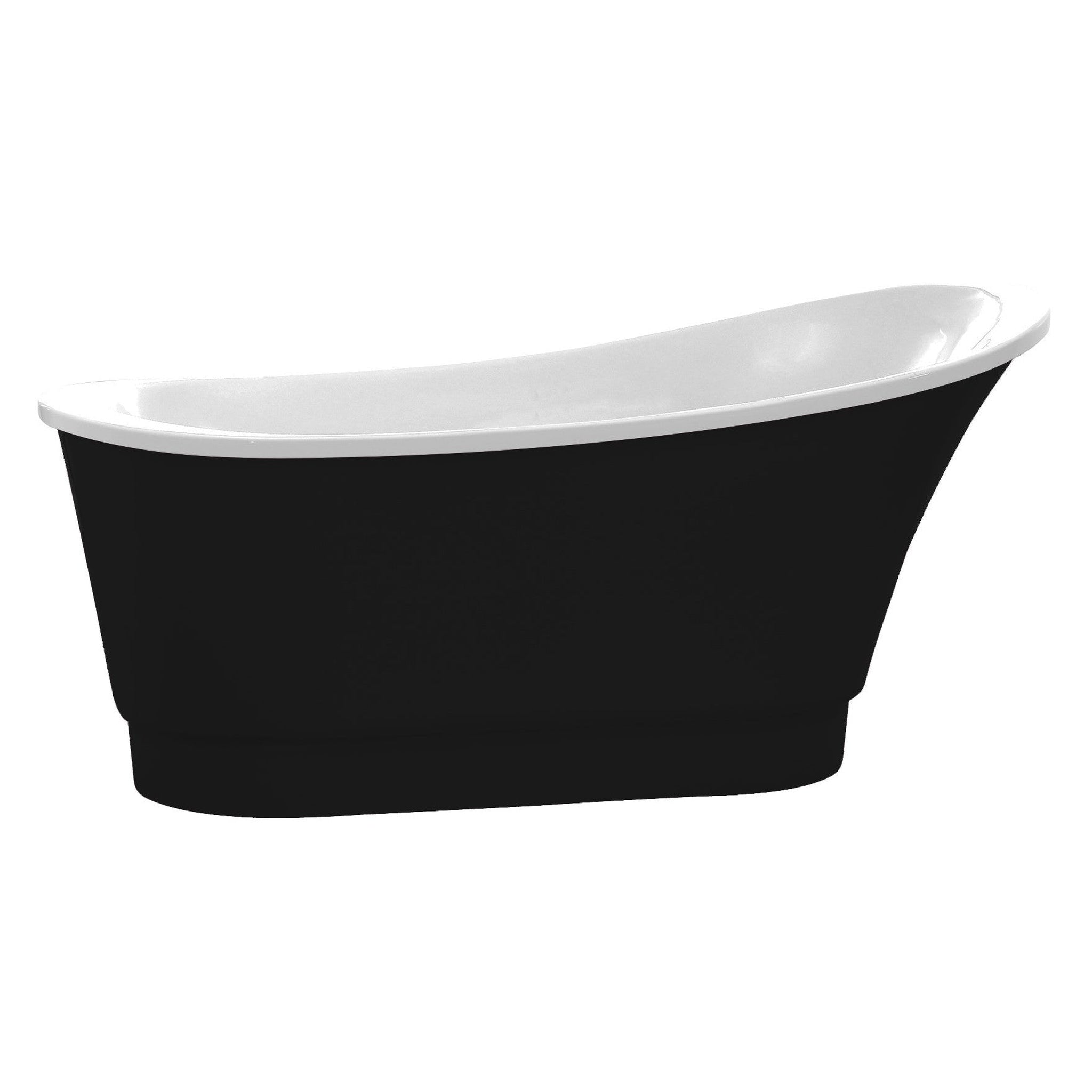 ANZZI, ANZZI Prima Series 67" x 31" Glossy Black Freestanding Bathtub With Built-In Overflow and Pop-Up Drain