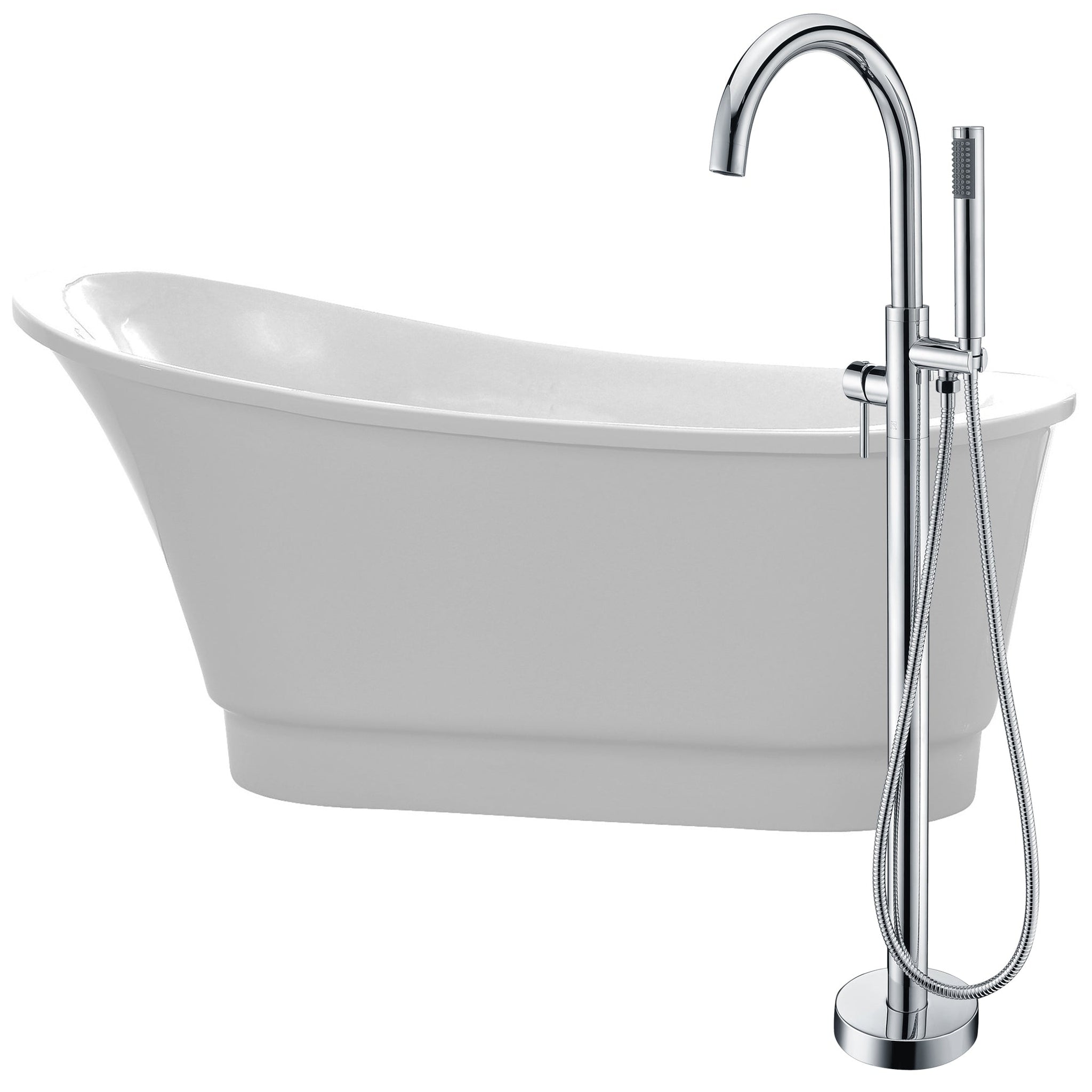 ANZZI, ANZZI Prima Series 67" x 31" Glossy White Freestanding Bathtub With Built-In Overflow, Pop Up Drain and Kros Bathub Faucet