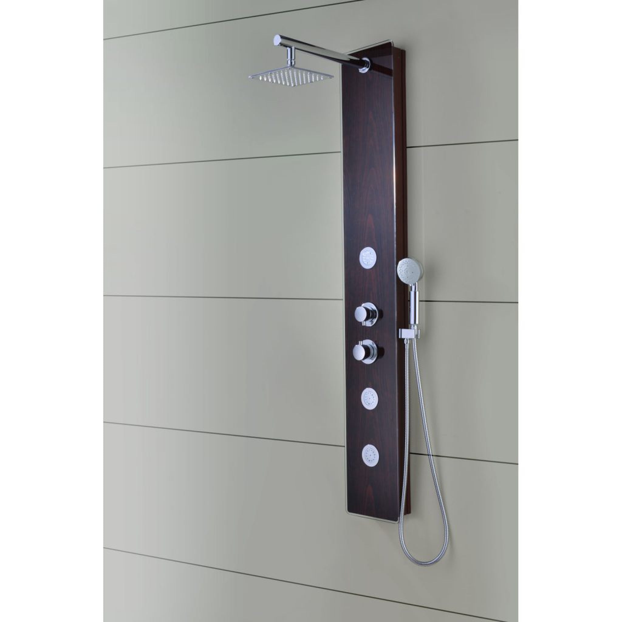 ANZZI, ANZZI Pure Series 59" Mahogany 3-Jetted Full Body Shower Panel With Heavy Rain Shower Head and Euro-Grip Hand Sprayer