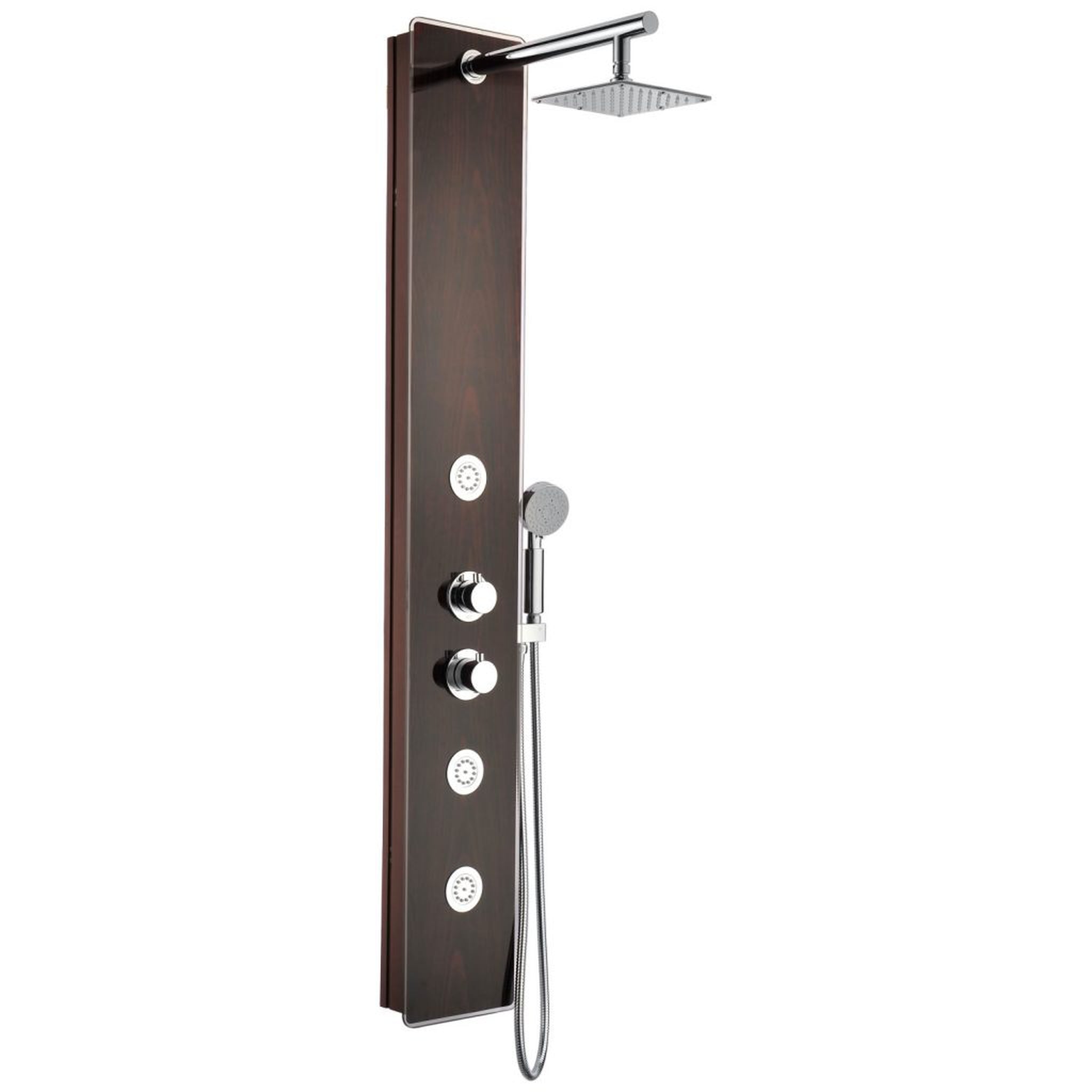 ANZZI, ANZZI Pure Series 59" Mahogany 3-Jetted Full Body Shower Panel With Heavy Rain Shower Head and Euro-Grip Hand Sprayer