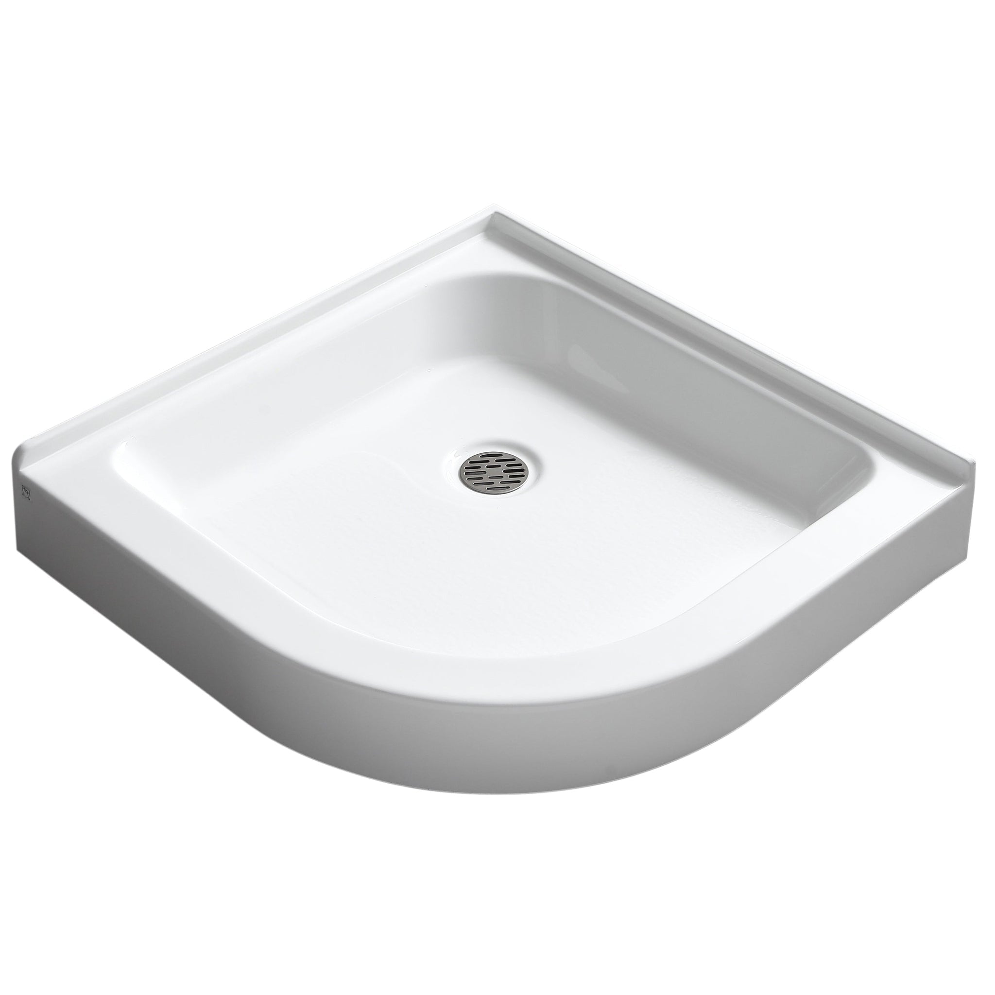 ANZZI, ANZZI Randi Series 32" x 32" Center Drain Neo-Round Double Threshold White Shower Base With Built-in Tile Flange