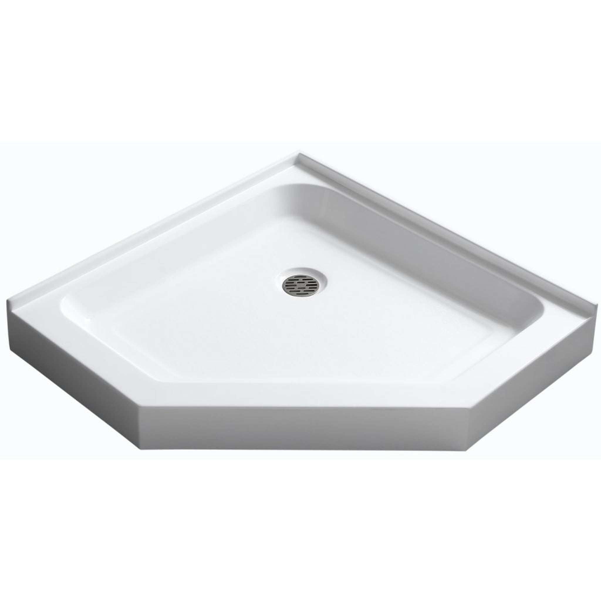 ANZZI, ANZZI Randi Series 36" x 36" Center Drain Neo-Angle Double Threshold White Shower Base With Built-in Tile Flange