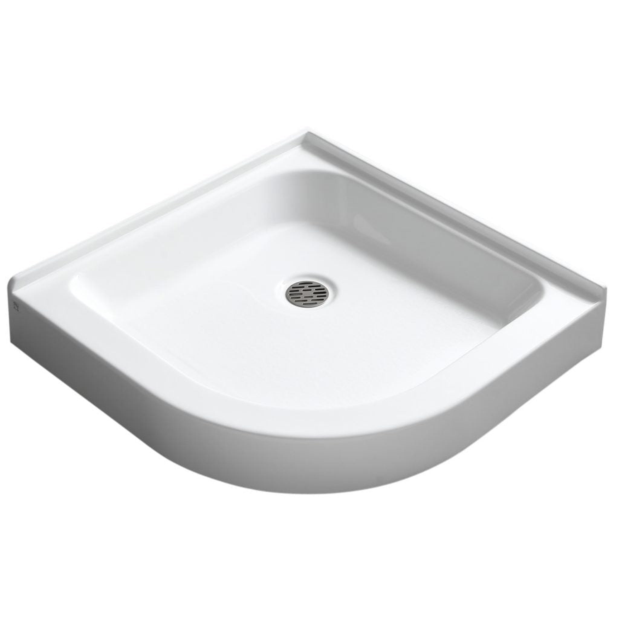 ANZZI, ANZZI Randi Series 36" x 36" Center Drain Neo-Round Double Threshold White Shower Base With Built-in Tile Flange