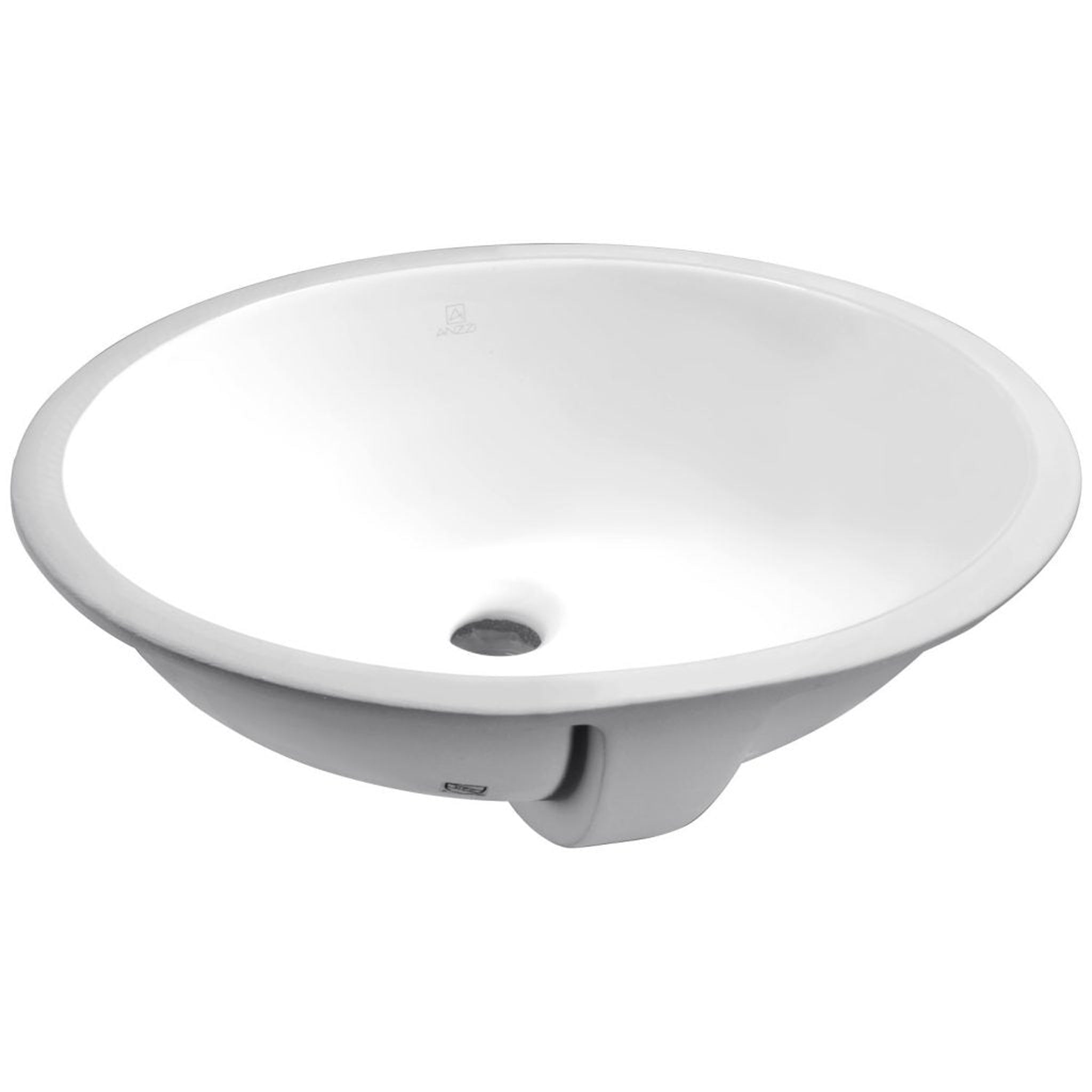 ANZZI, ANZZI Rhodes Series 17" x 14" Oval Shape Glossy White Undermount Sink With Built-In Overflow