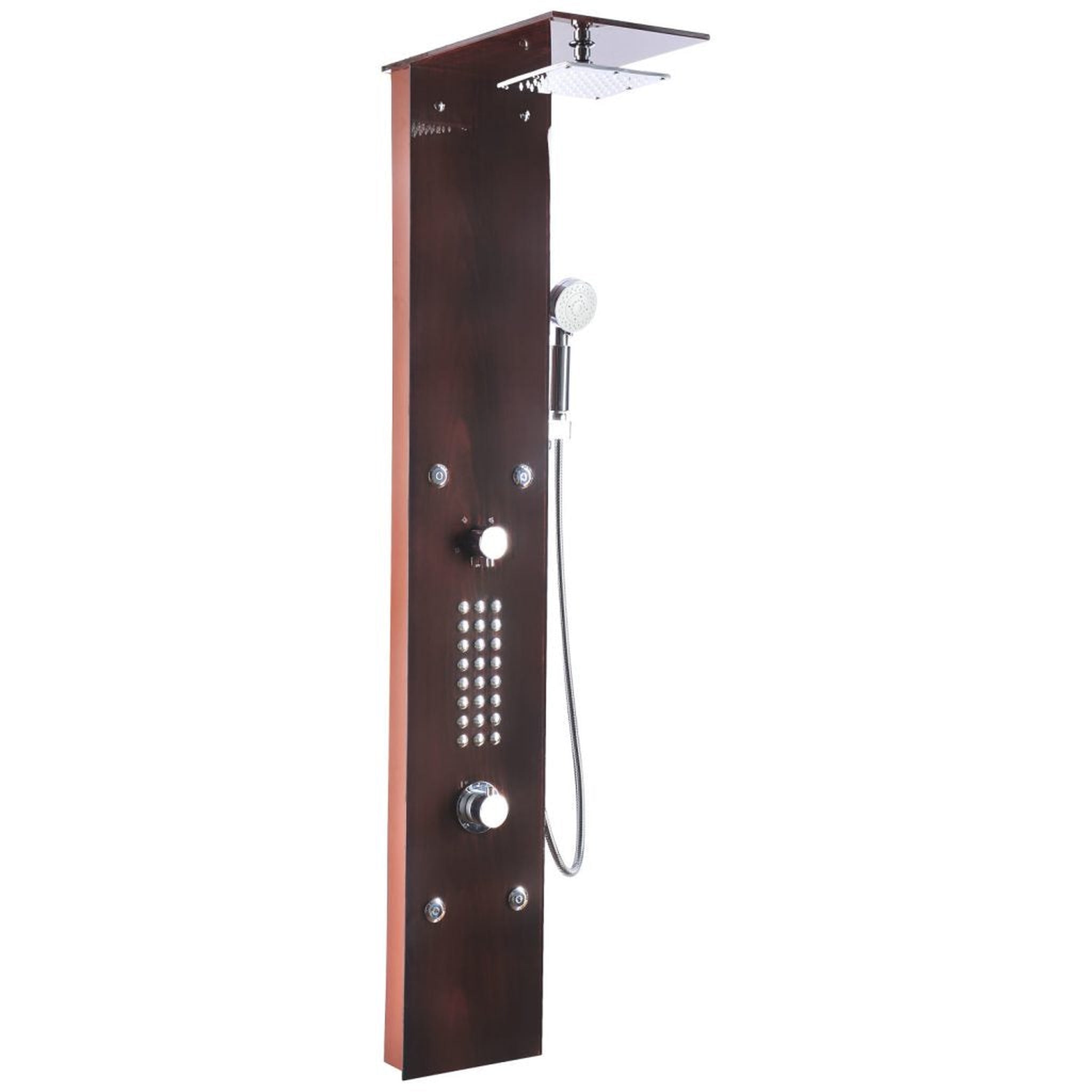 ANZZI, ANZZI Rite Series 60.75" Mahogany 28-Jetted Full Body Shower Panel With Heavy Rain Shower Head and Euro-Grip Hand Sprayer