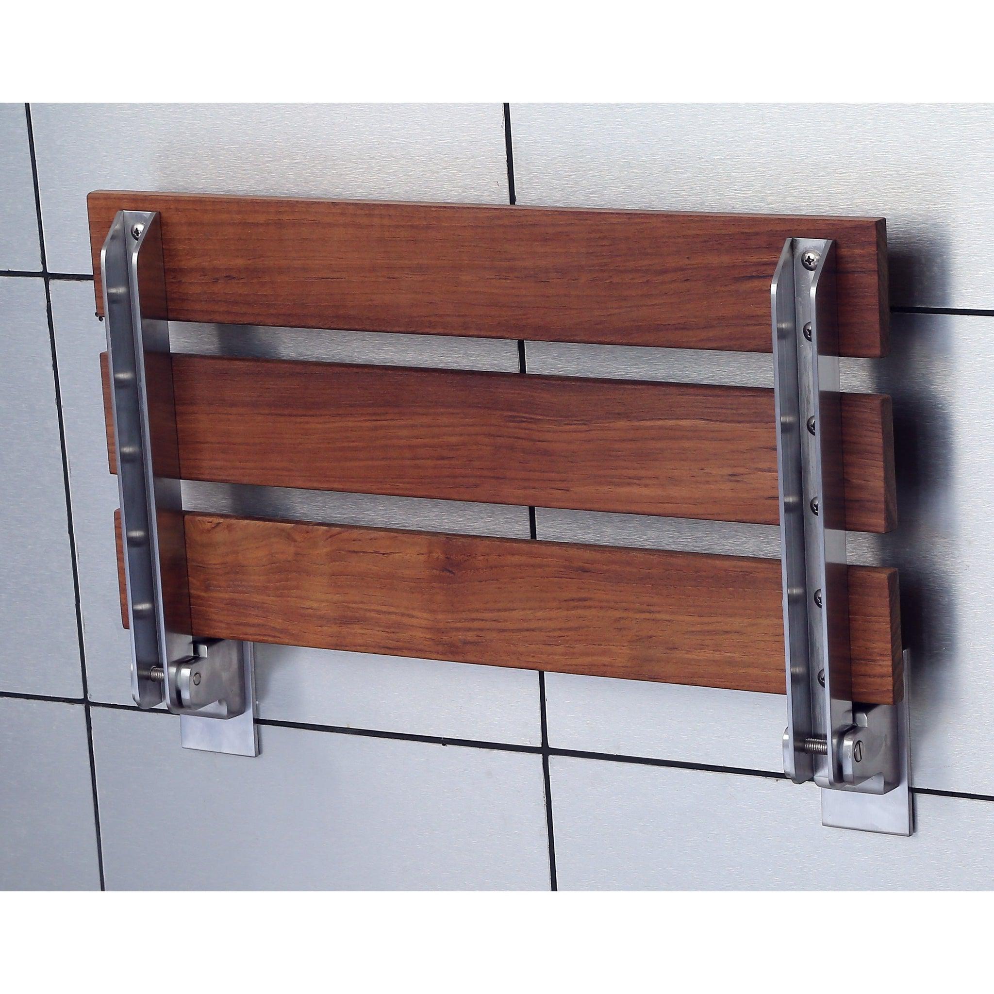 ANZZI, ANZZI Rochen Series 12" x 19" Foldable Teak Wood Wall-Mounted Shower Bench