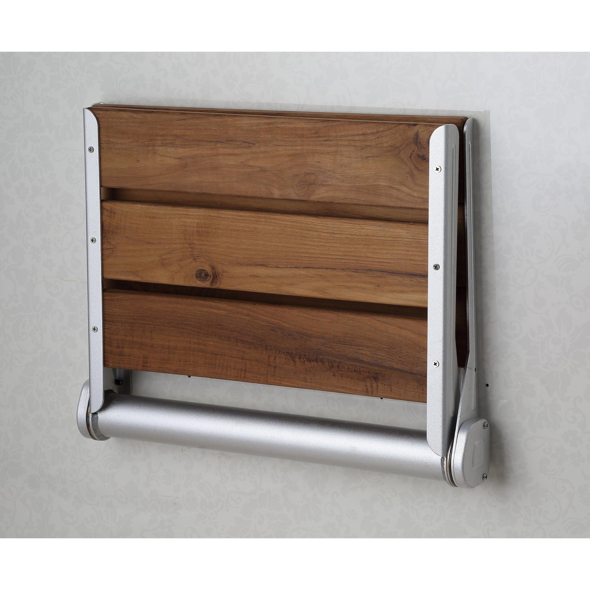 ANZZI, ANZZI Saxon Series 15" x 18" Foldable Teak Wood Wall-Mounted Shower Bench