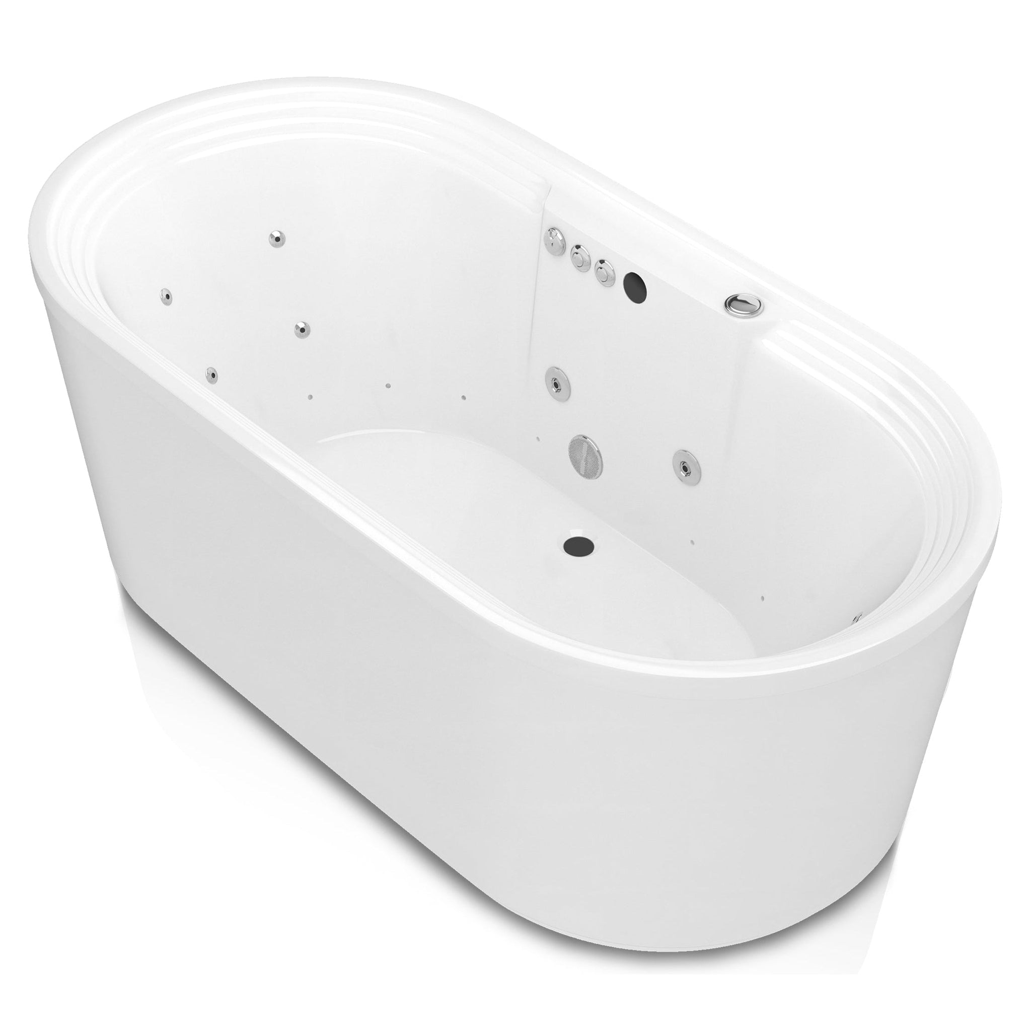 ANZZI, ANZZI Sofi Series 67" x 33" Matte White Freestanding Whirlpool Bathtub With Built-In Overflow and Pop-Up Drain