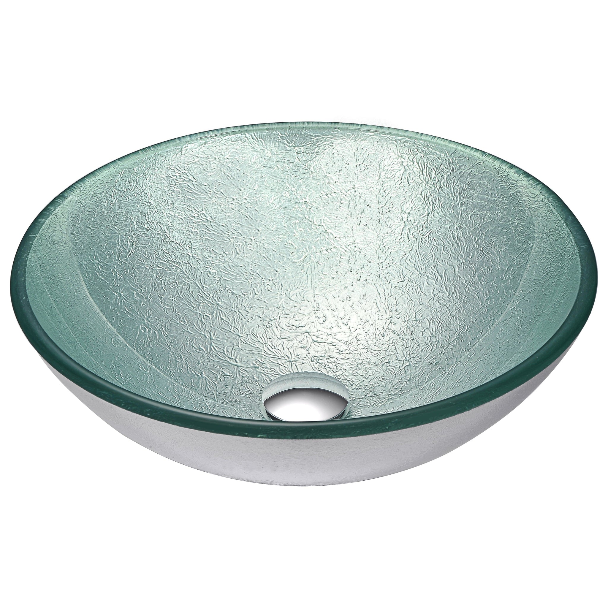 ANZZI, ANZZI Spirito Series 17" x 17" Round Churning Silver Deco-Glass Vessel Sink With Polished Chrome Pop-Up Drain