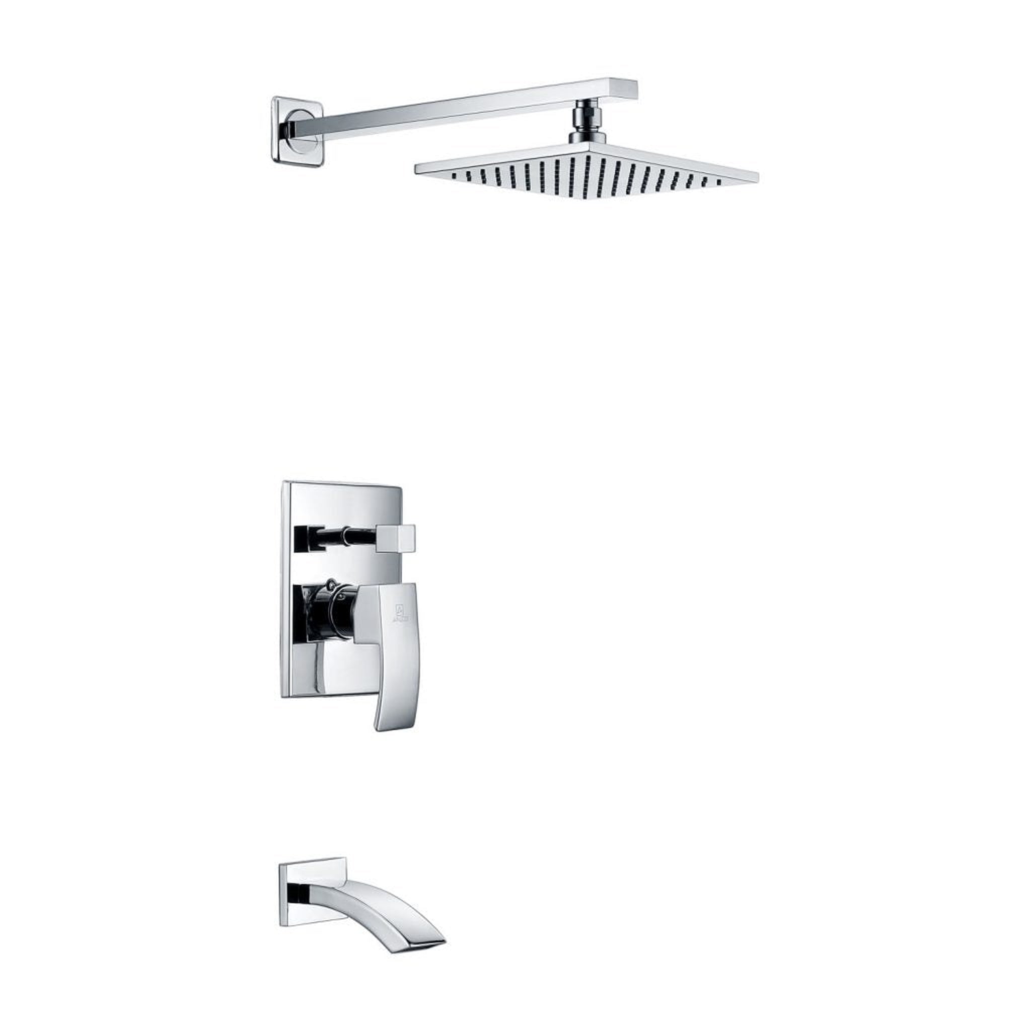 ANZZI, ANZZI Spirito Series Wall-Mounted Polished Chrome Single Handle Heavy Rain Shower Head With Bath Faucet Set