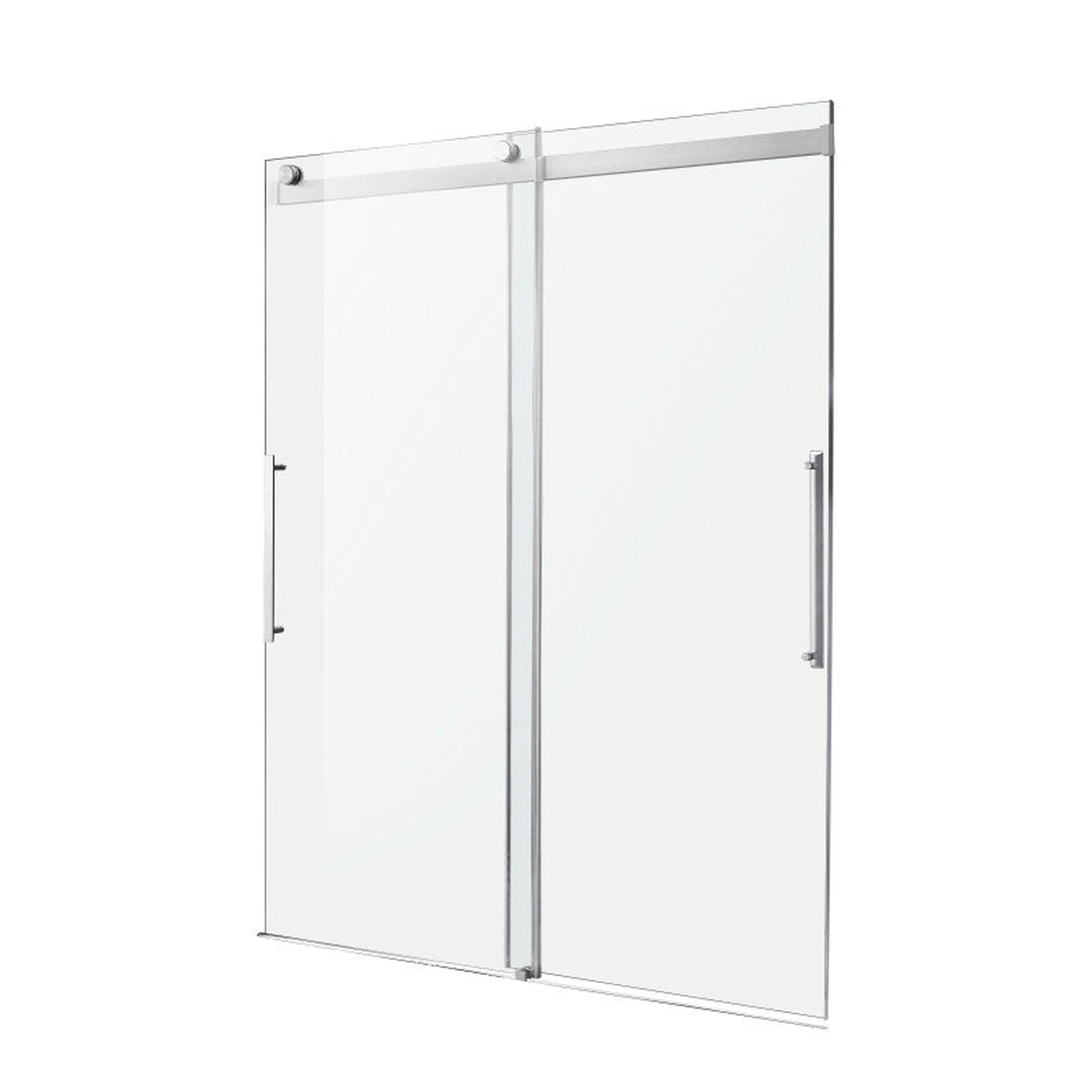 ANZZI, ANZZI Stellar Series 48" x 76" Frameless Rectangular Brushed Nickel Sliding Shower Door With Handle and Tsunami Guard