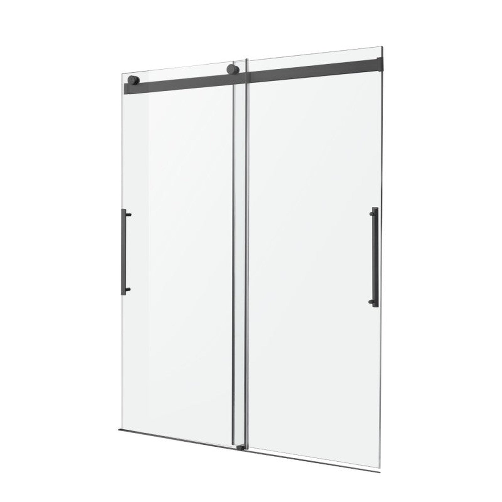 ANZZI, ANZZI Stellar Series 48" x 76" Frameless Rectangular Matte Black Sliding Shower Door With Handle and Tsunami Guard