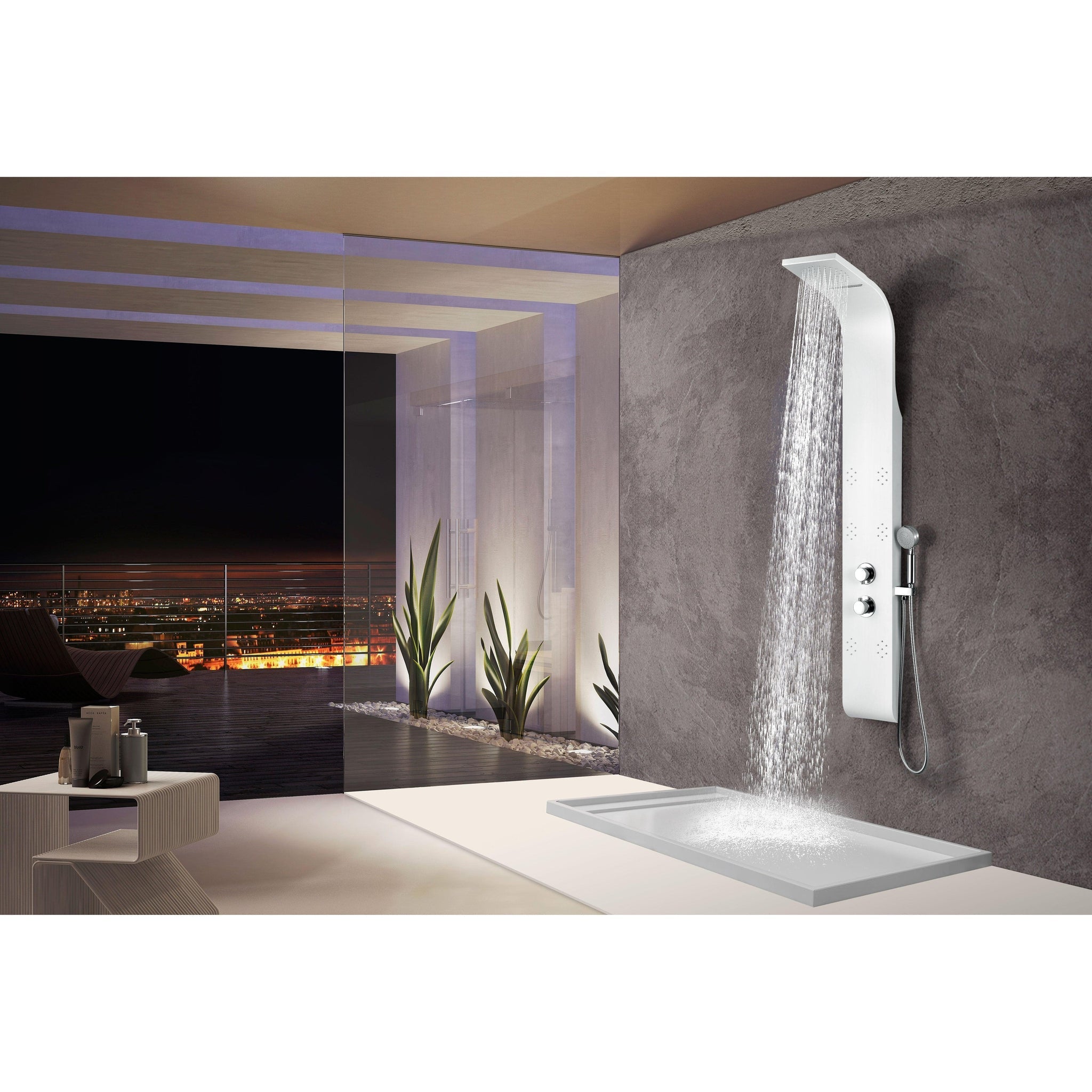 ANZZI, ANZZI Swan Series 64" White 6-Jetted Full Body Shower Panel With Heavy Rain Shower Head and Euro-Grip Hand Sprayer