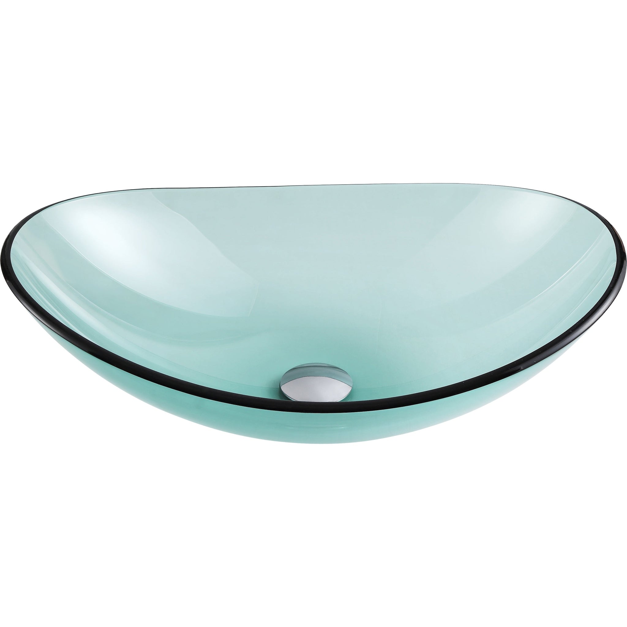 ANZZI, ANZZI Tale Series 21" x 15" Oval Shaped Lustrous Green Deco-Glass Vessel Sink With Polished Chrome Pop-Up Drain