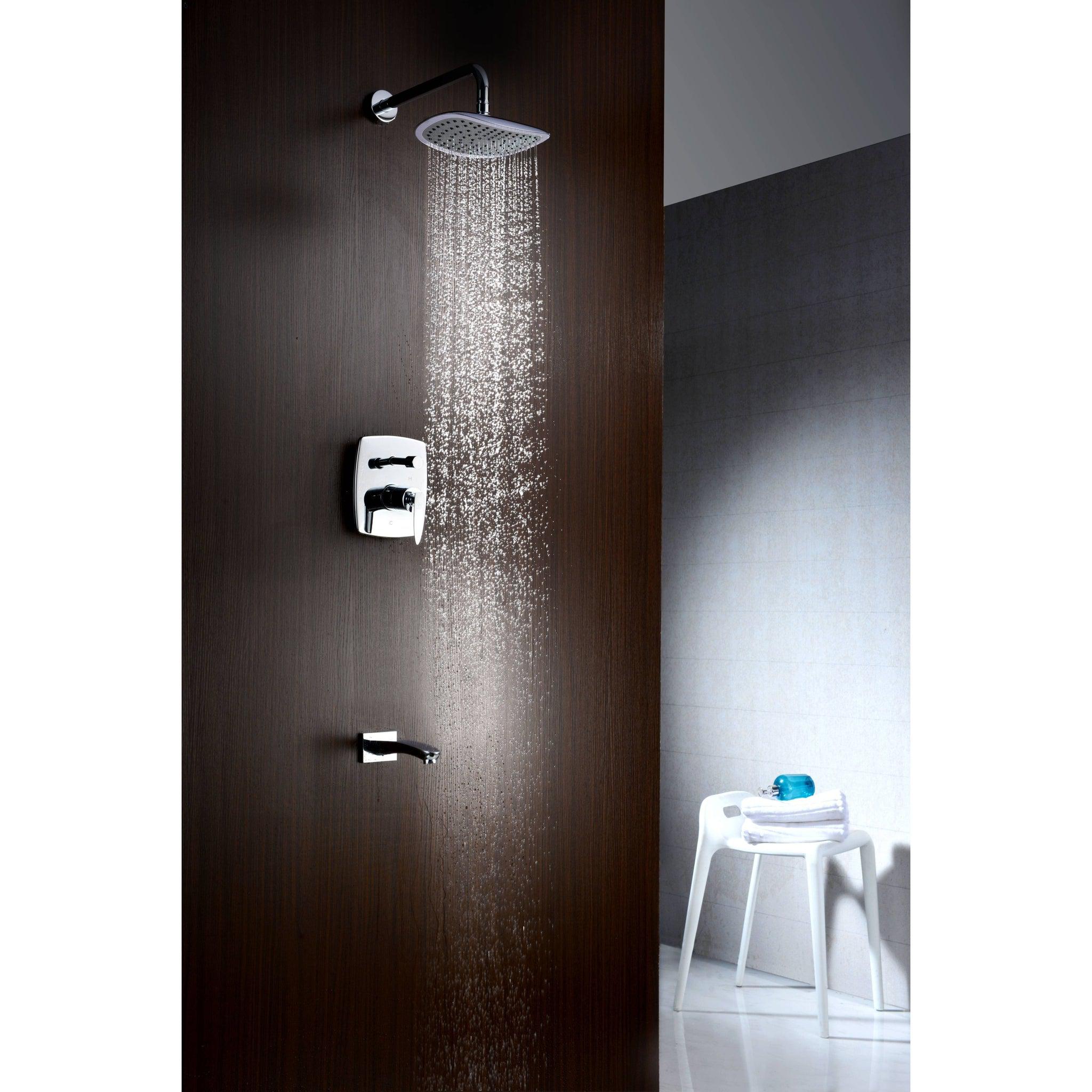 ANZZI, ANZZI Tempo Series Wall-Mounted Polished Chrome Single Handle Heavy Rain Shower Head With Bath Faucet Set