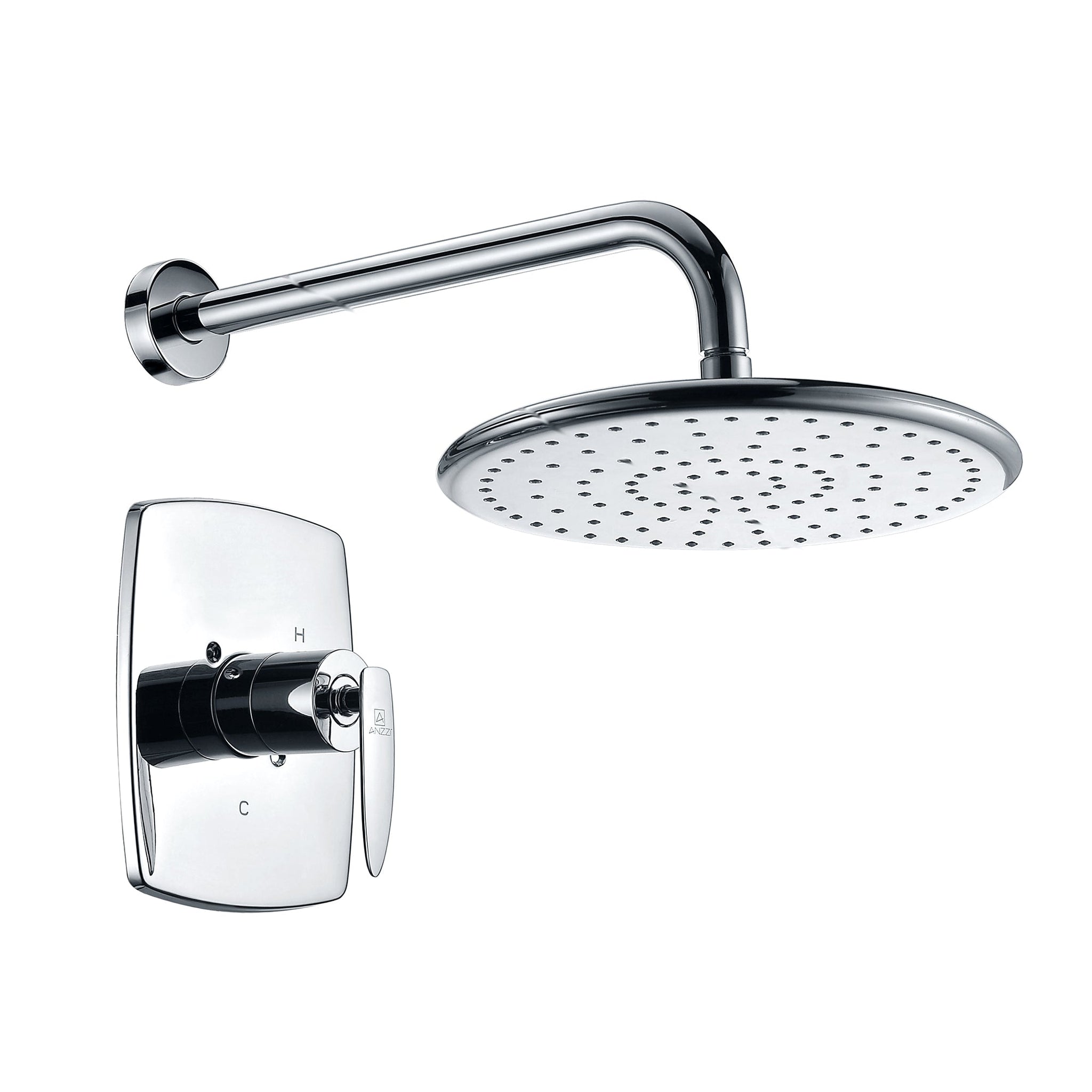 ANZZI, ANZZI Thyme Series Wall-Mounted Polished Chrome Single Handle Heavy Rain Shower Head