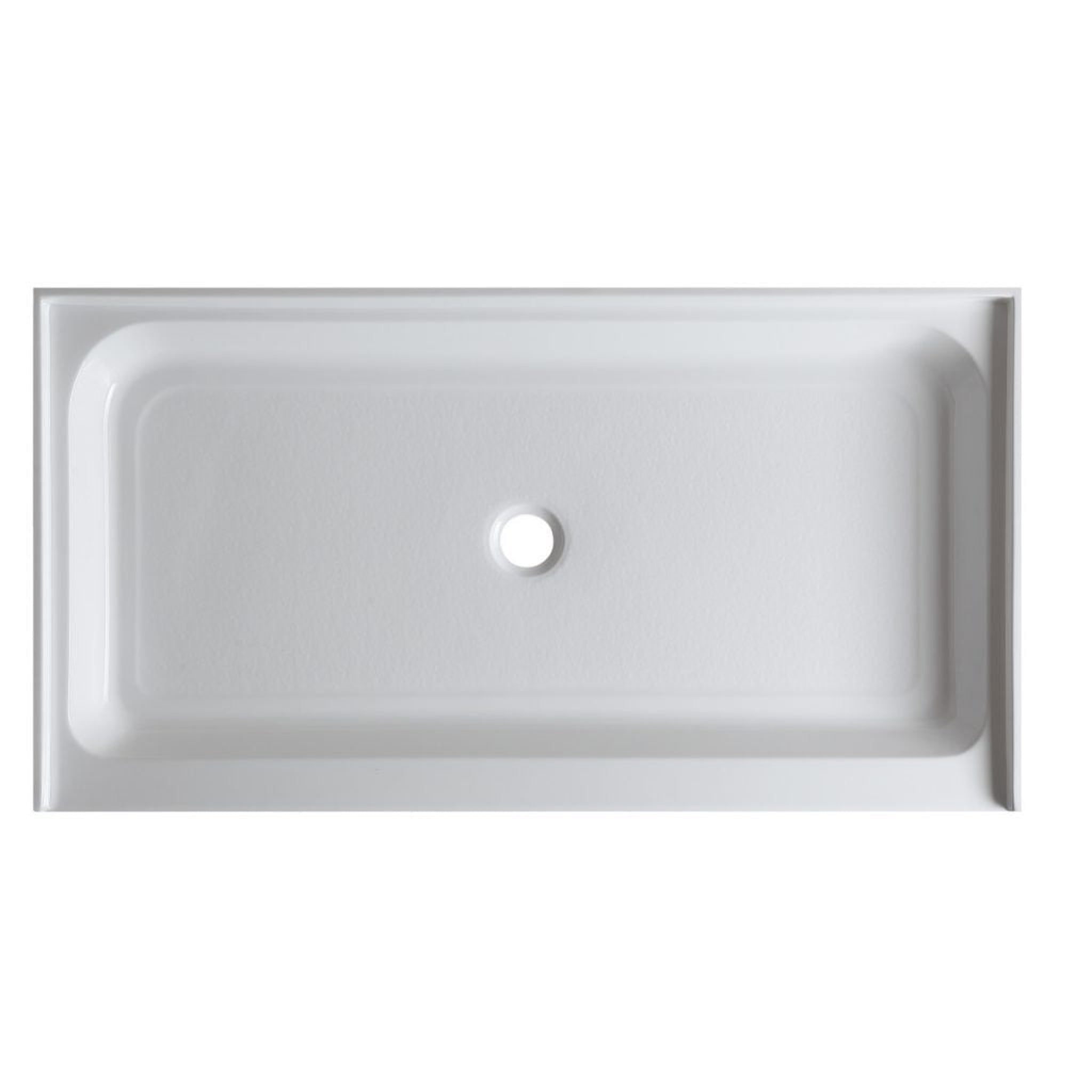 ANZZI, ANZZI Tier Series 32" x 60" Center Drain Single Threshold White Shower Base With Built-in Tile Flange