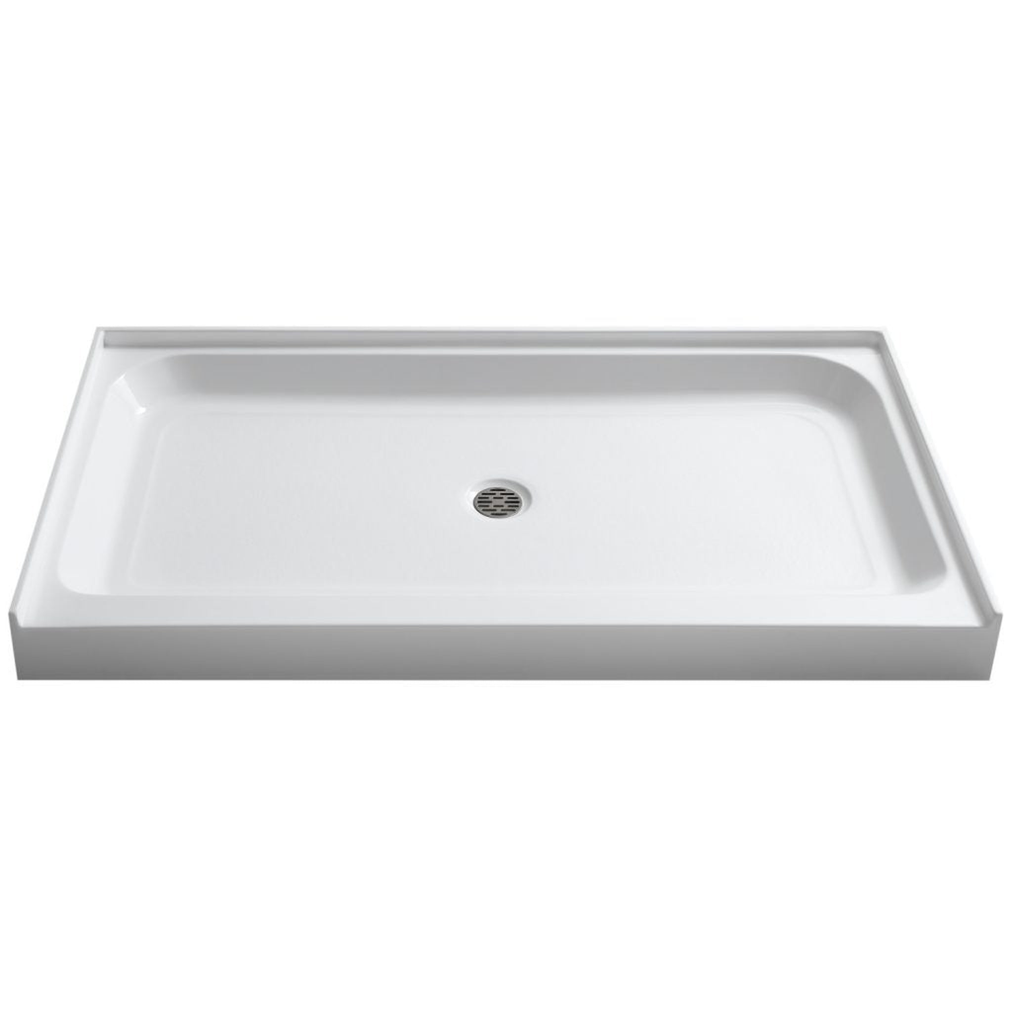 ANZZI, ANZZI Tier Series 32" x 60" Center Drain Single Threshold White Shower Base With Built-in Tile Flange