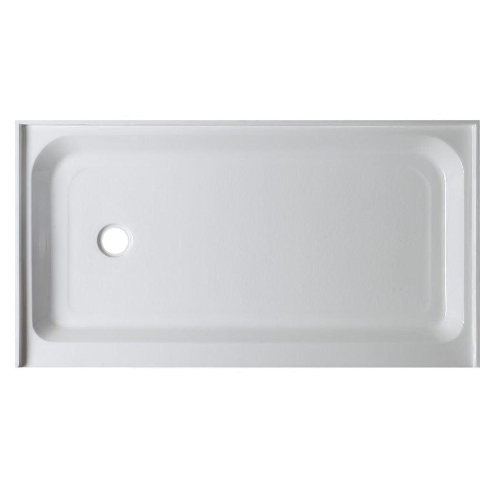 ANZZI, ANZZI Tier Series 32" x 60" Left Drain Single Threshold White Shower Base With Built-in Tile Flange