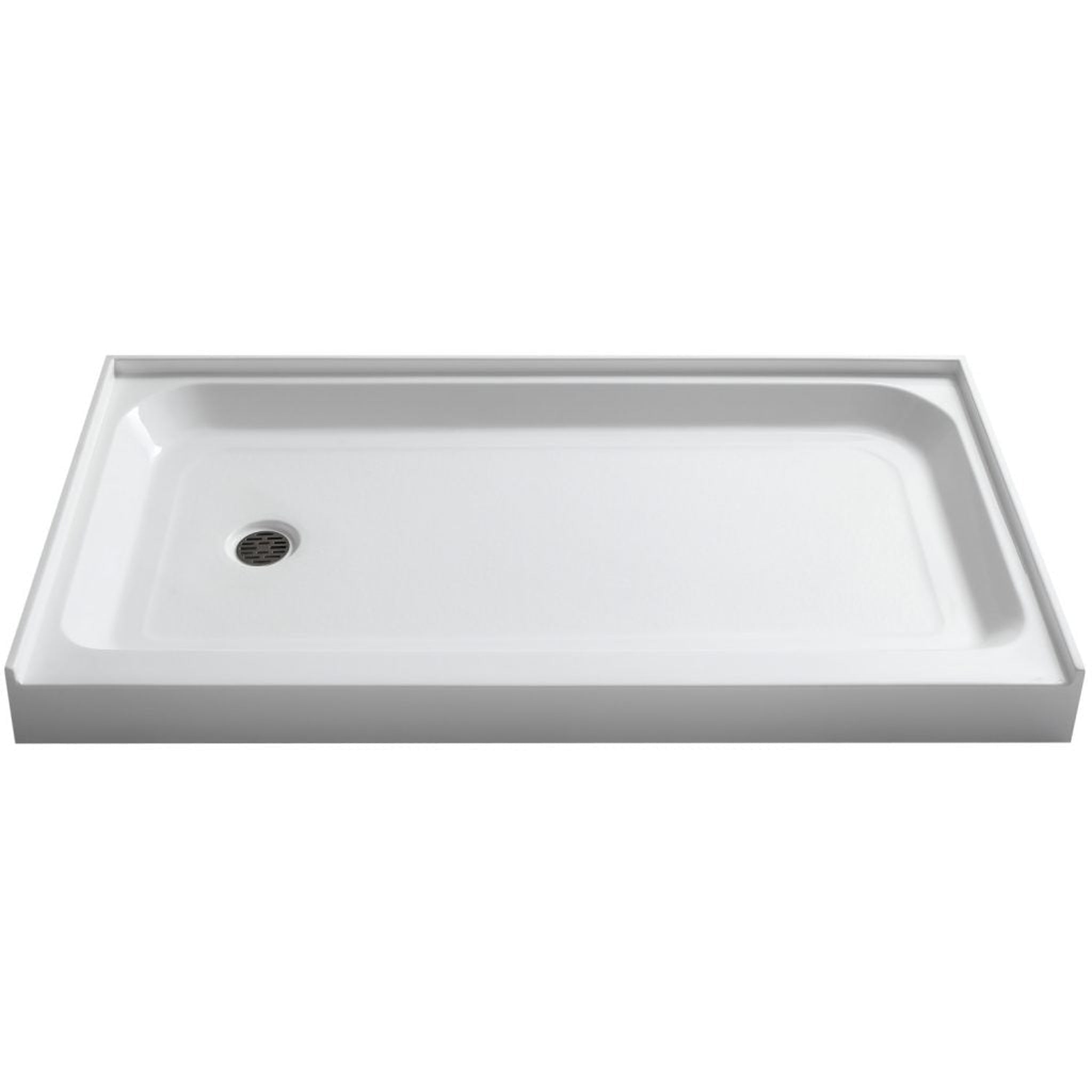 ANZZI, ANZZI Tier Series 32" x 60" Left Drain Single Threshold White Shower Base With Built-in Tile Flange