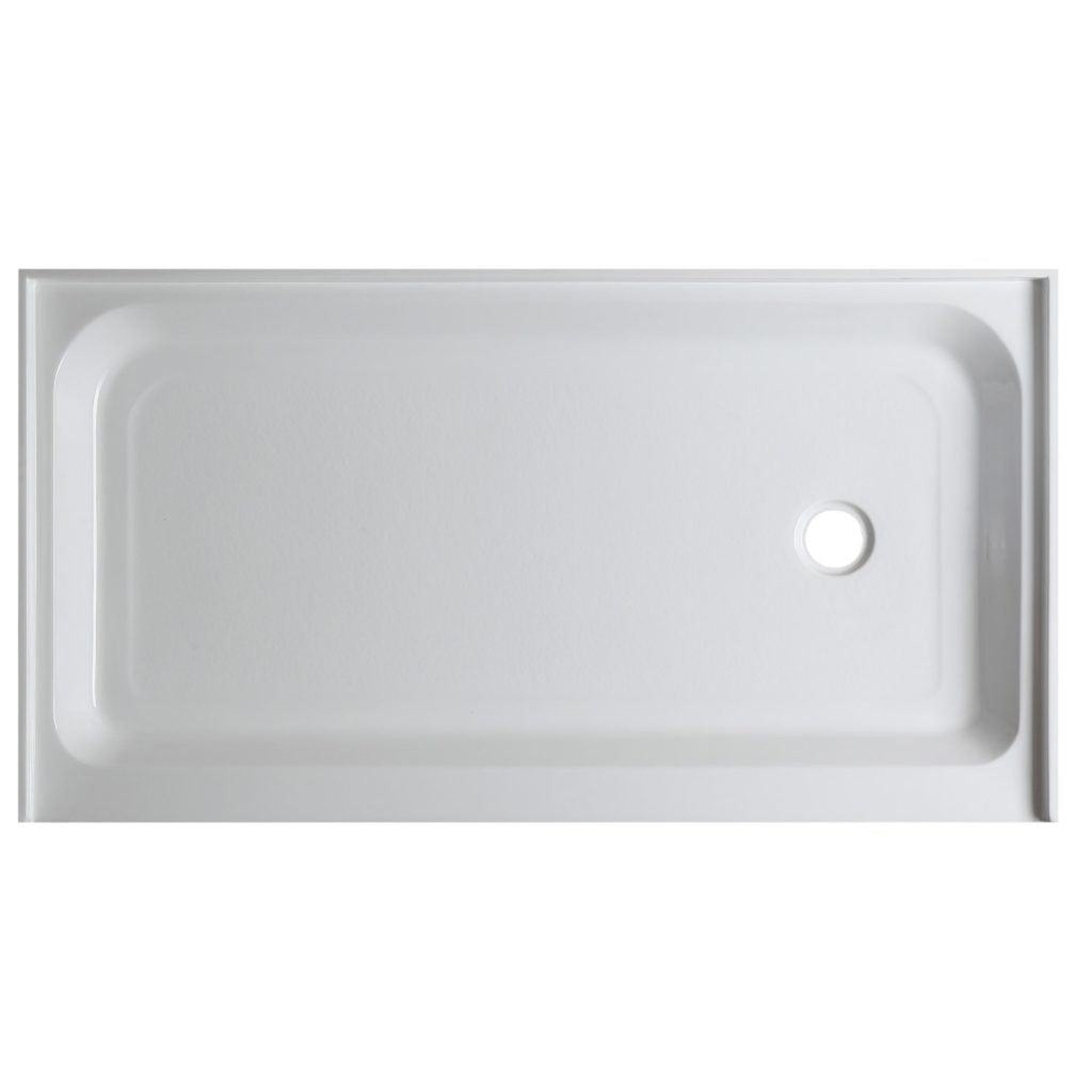 ANZZI, ANZZI Tier Series 32" x 60" Right Drain Single Threshold White Shower Base With Built-in Tile Flange