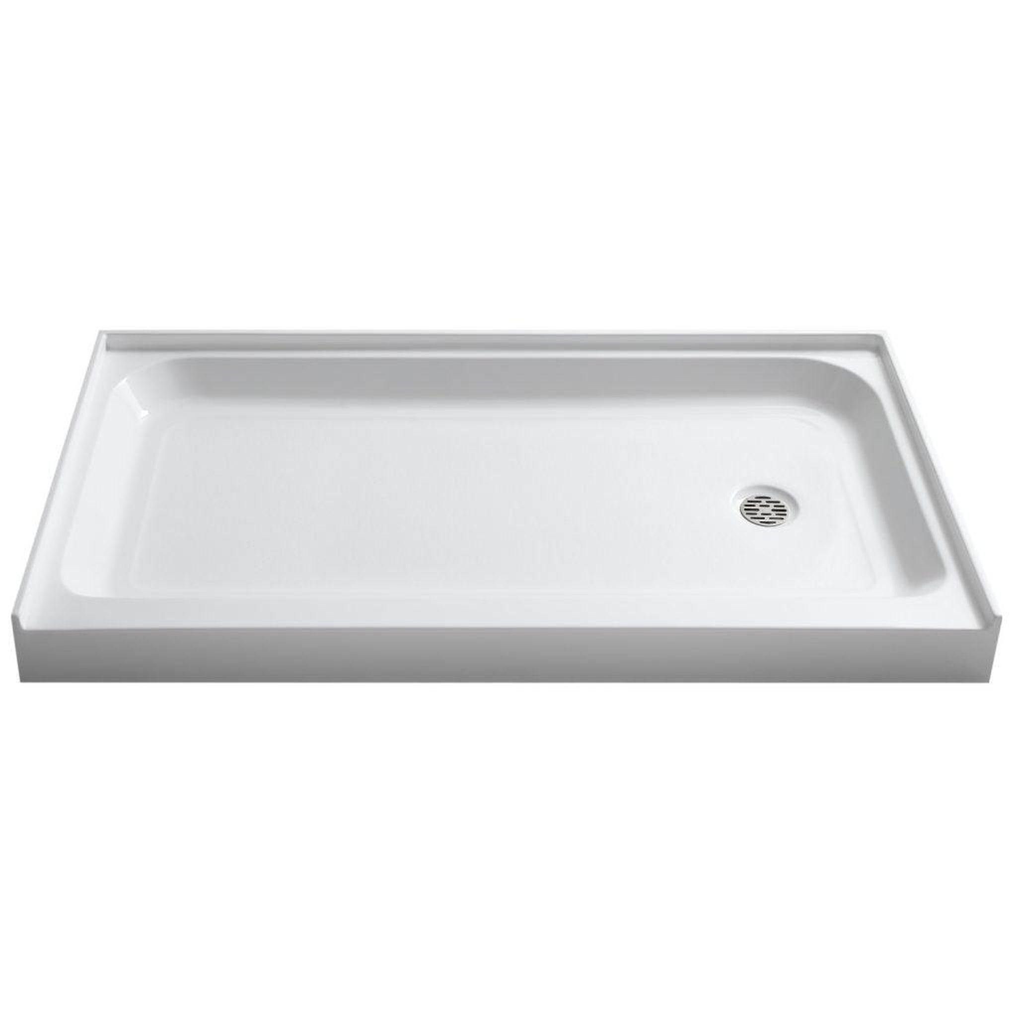 ANZZI, ANZZI Tier Series 32" x 60" Right Drain Single Threshold White Shower Base With Built-in Tile Flange