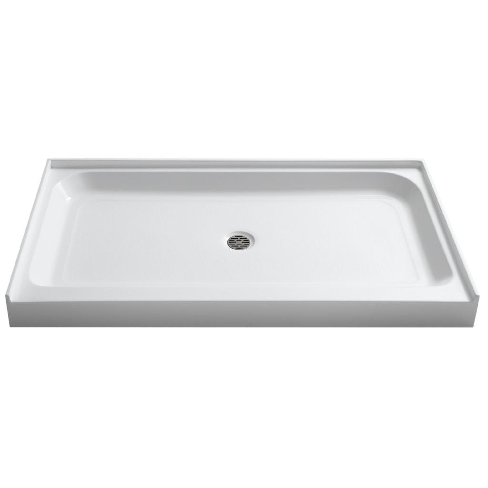 ANZZI, ANZZI Tier Series 36" x 60" Center Drain Single Threshold White Shower Base With Built-in Tile Flange