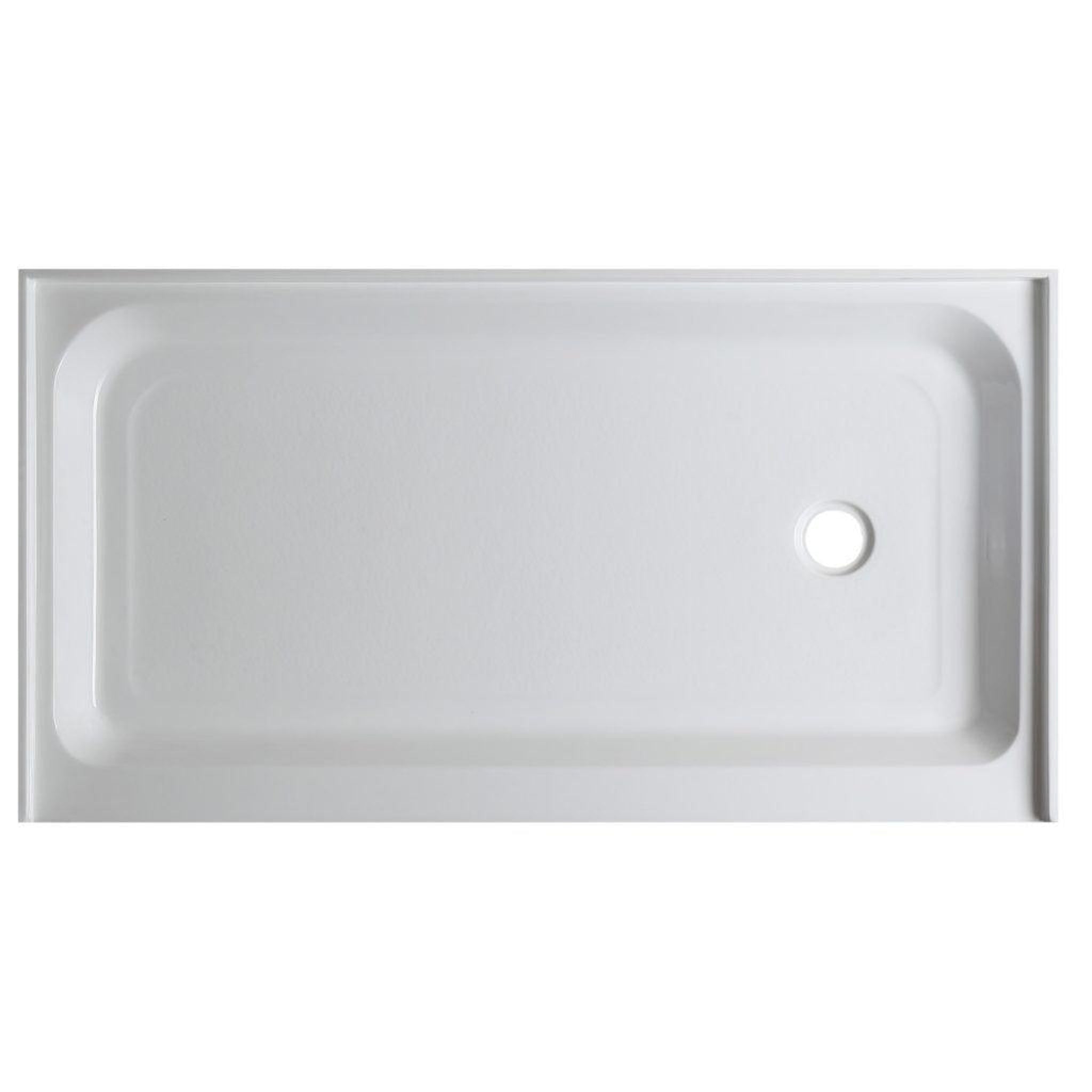 ANZZI, ANZZI Tier Series 36" x 60" Right Drain Single Threshold White Shower Base With Built-in Tile Flange