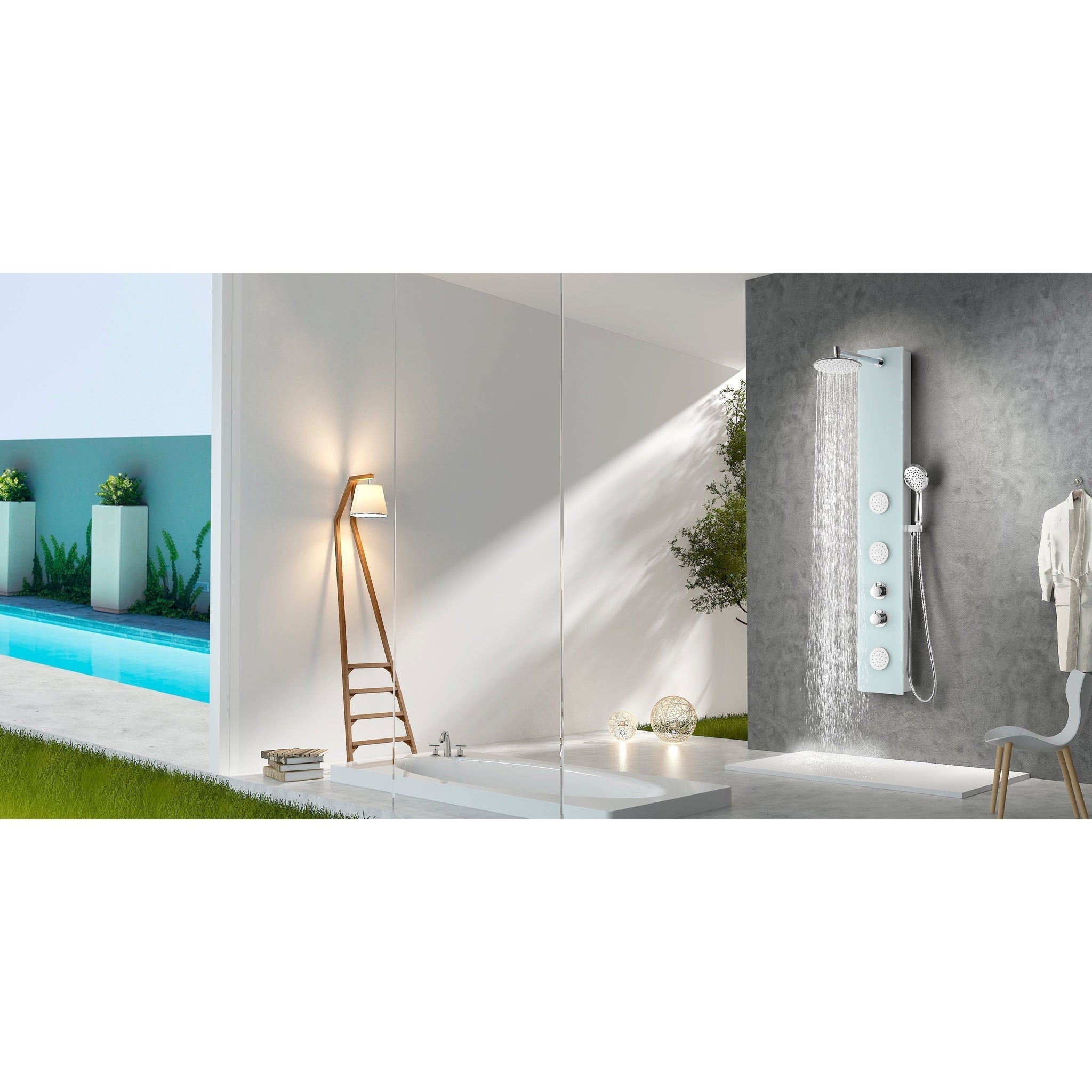 ANZZI, ANZZI Titan Series 60" White 3-Jetted Full Body Shower Panel With Heavy Rain Shower Head and Euro-Grip Hand Sprayer