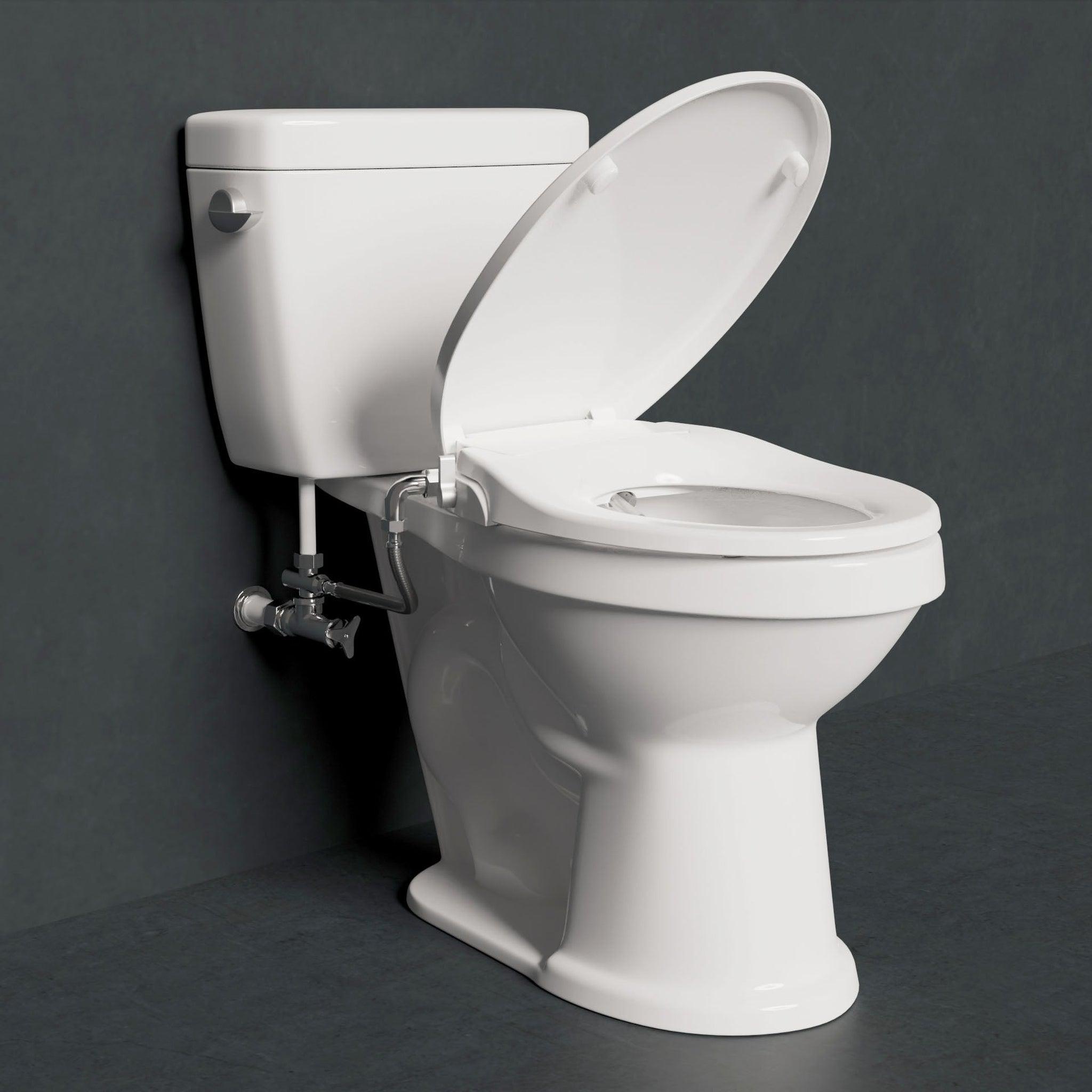 ANZZI, ANZZI Troy Series White Soft Close Non-Electric Toilet Seat With Dual Nozzle and Built-In Side Lever