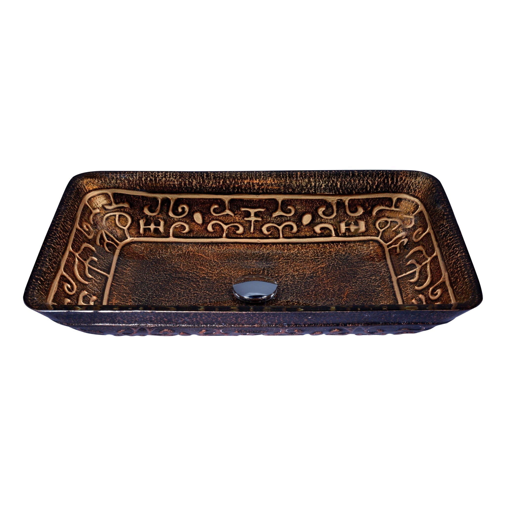 ANZZI, ANZZI Tuasavi Series 23" x 14" Rectangular Macedonian Bronze Vessel Sink With Polished Chrome Pop-Up Drain