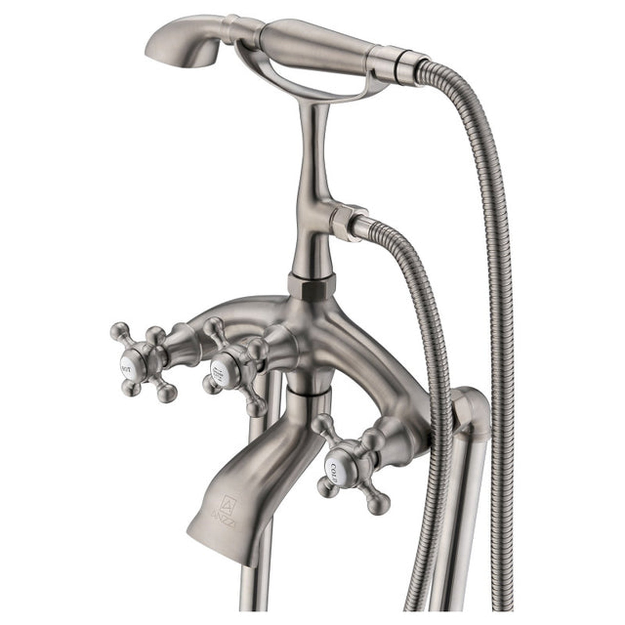 ANZZI, ANZZI Tugela Series 3-Handle Brushed Nickel Clawfoot Tub Faucet With Euro-Grip Handheld Sprayer