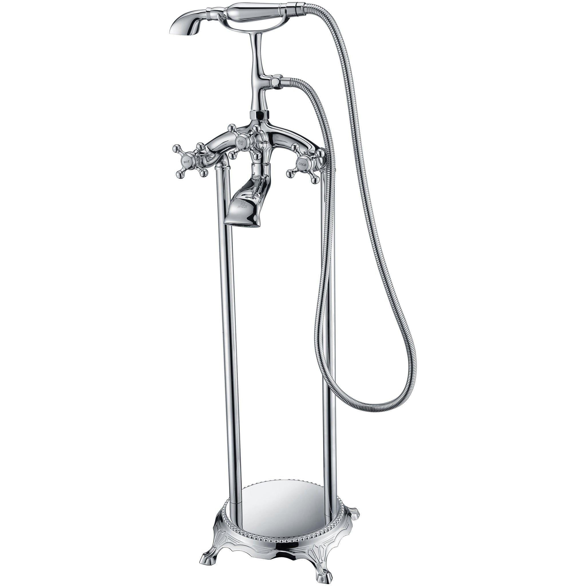 ANZZI, ANZZI Tugela Series 3-Handle Polished Chrome Clawfoot Tub Faucet With Euro-Grip Handheld Sprayer