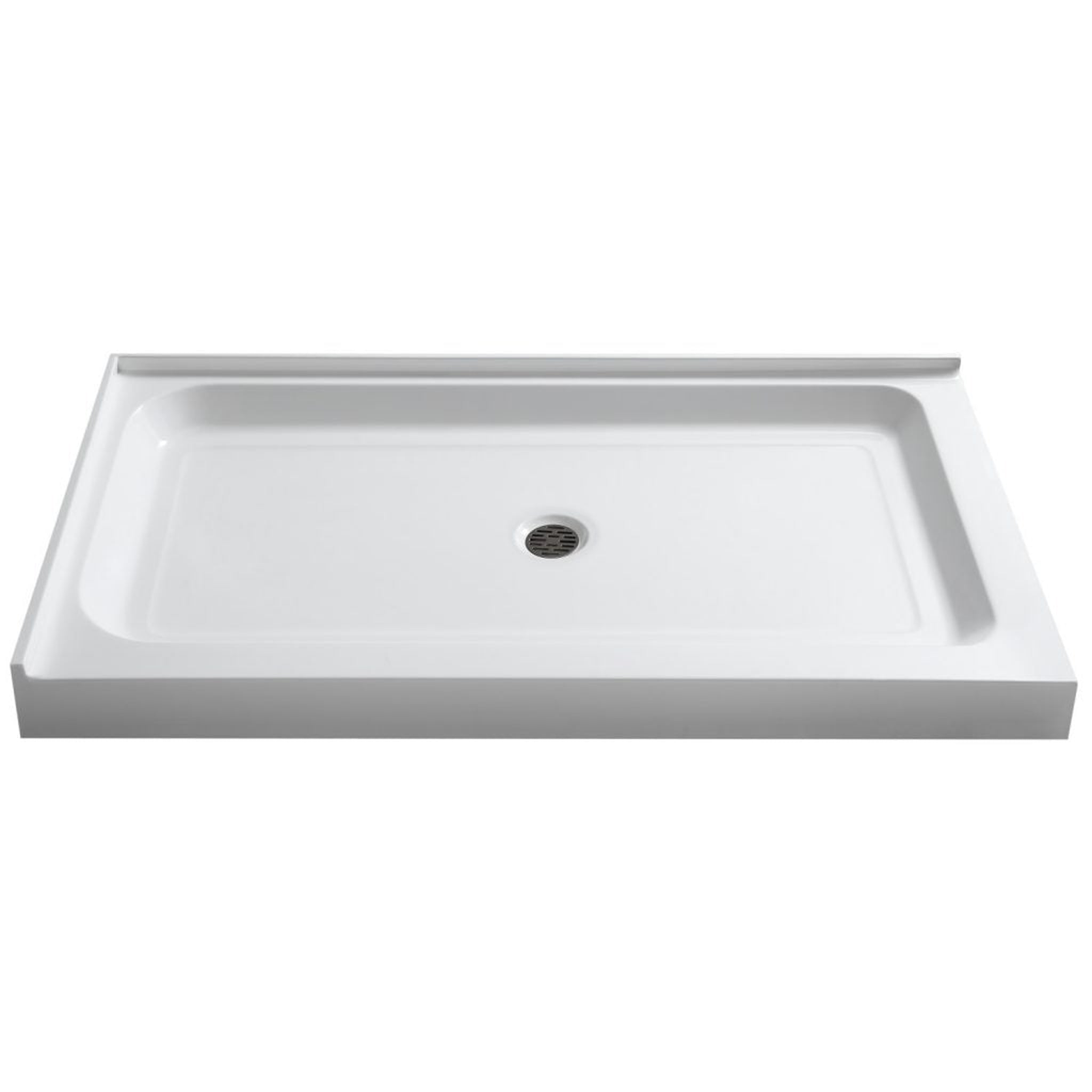 ANZZI, ANZZI Vail Series 36" x 48" Center Drain Double Threshold White Shower Base With Built-in Tile Flange