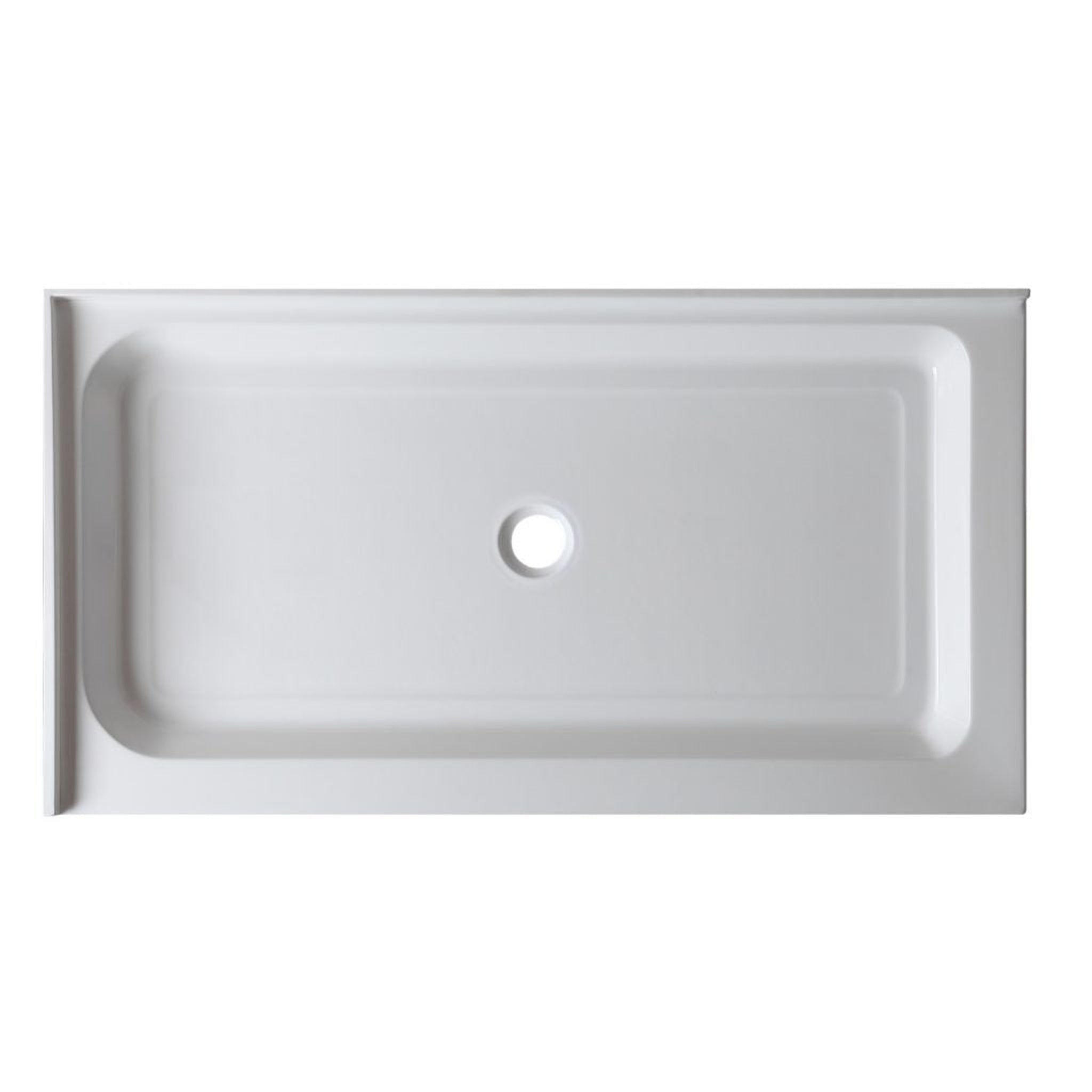 ANZZI, ANZZI Vail Series 36" x 48" Center Drain Double Threshold White Shower Base With Built-in Tile Flange