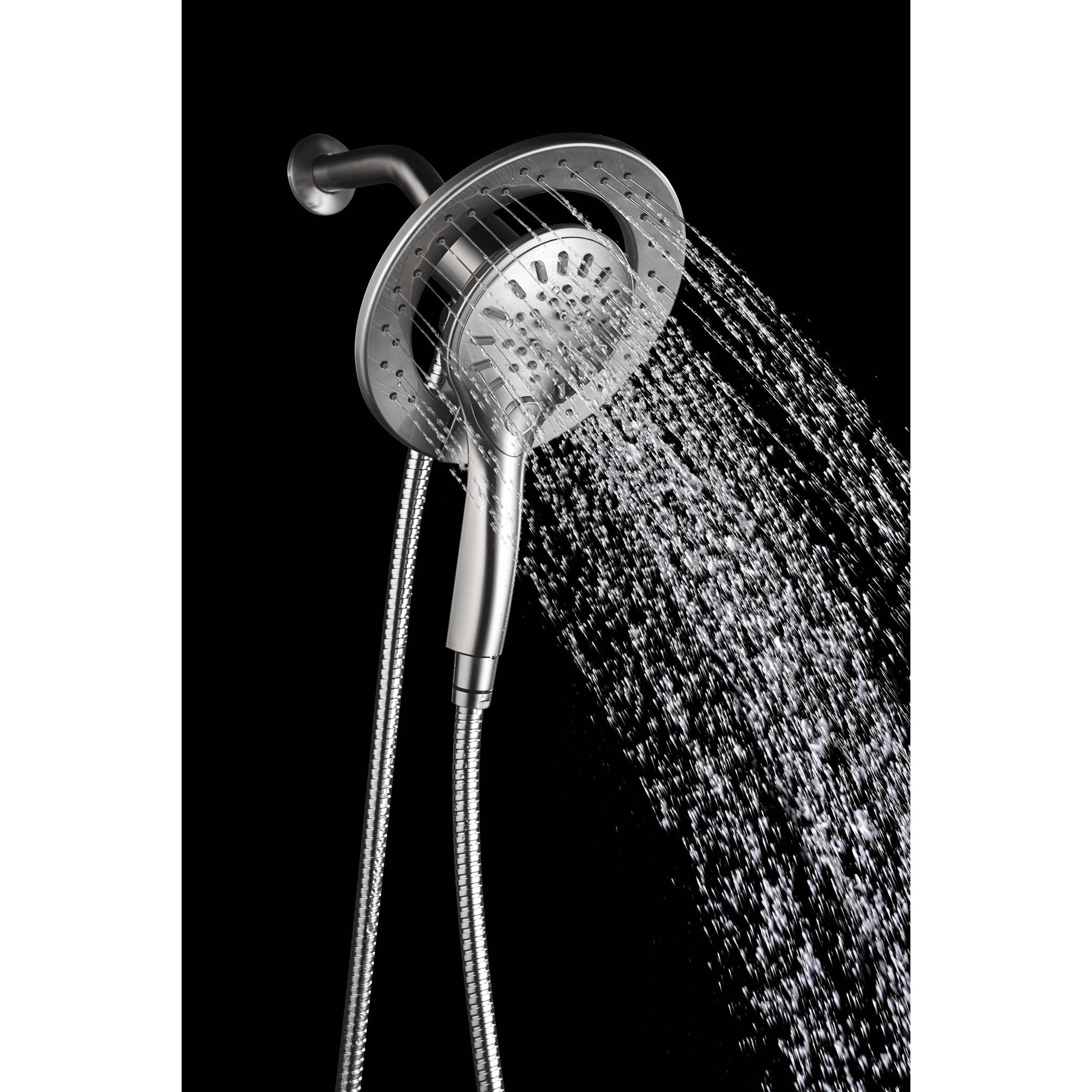 ANZZI, ANZZI Valkrie Series Wall-Mounted Brushed Nickel Dual Mode Shower Head System With Magnetic Diverter