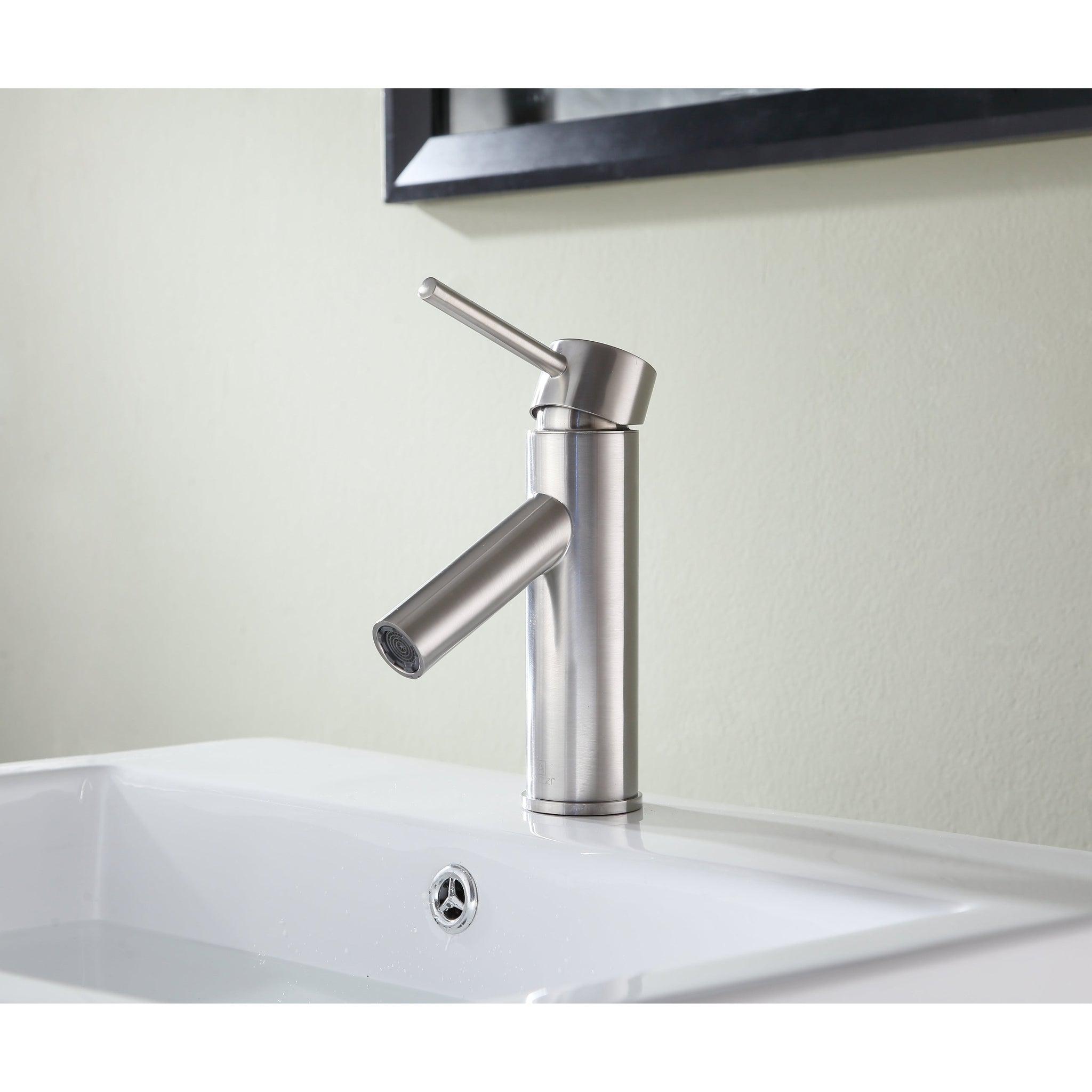 ANZZI, ANZZI Valle Series 3" Single Hole Brushed Nickel Bathroom Sink Faucet