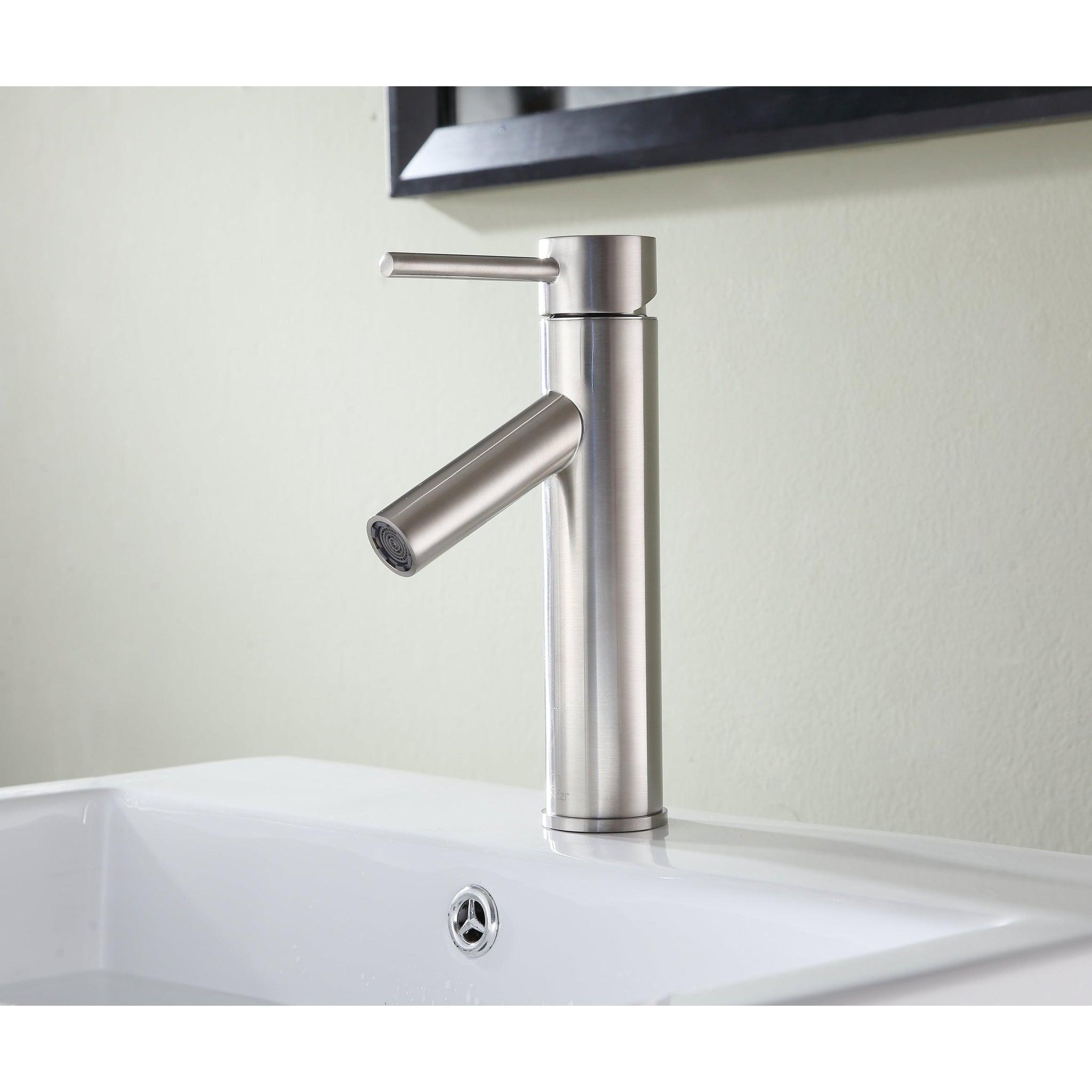 ANZZI, ANZZI Valle Series 5" Single Hole Brushed Nickel Bathroom Sink Faucet