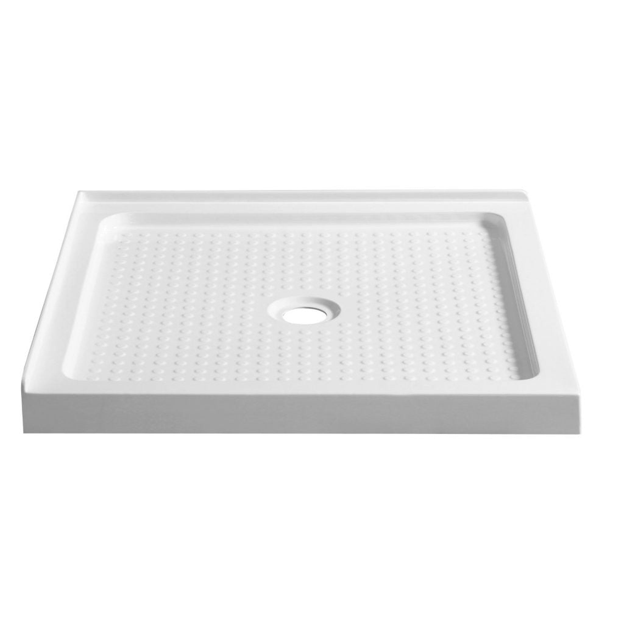 ANZZI, ANZZI Valley Series 38" x 38" Center Drain Double Threshold White Shower Base With Built-in Tile Flange