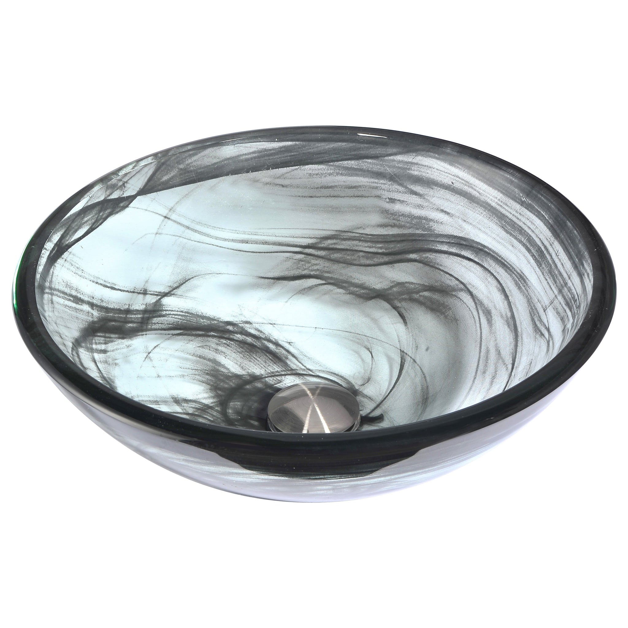 ANZZI, ANZZI Verabue Series 17" x 17" Round Slumber Wisp Vessel Sink With Polished Chrome Pop-Up Drain