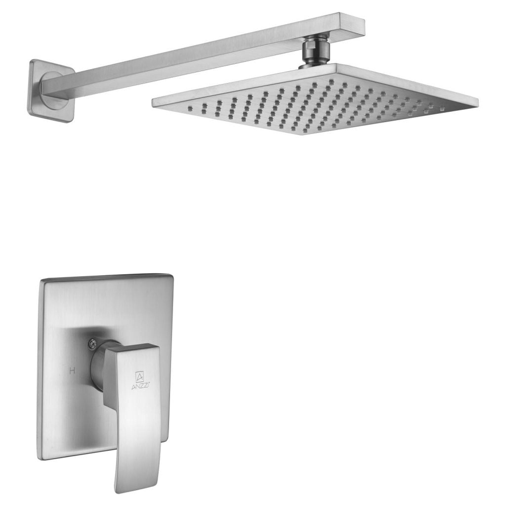 ANZZI, ANZZI Viace Series Wall-Mounted Brushed Nickel Single Handle Fixed Heavy Rain Shower Head