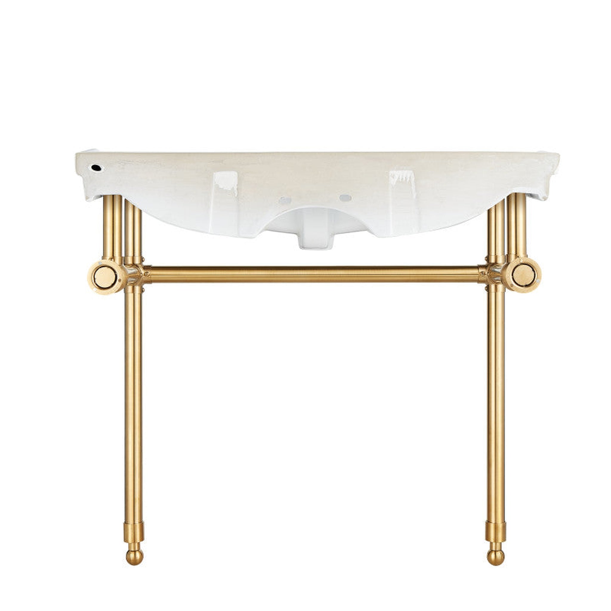 ANZZI, ANZZI Viola Series 35" x 34" White Ceramic Console Sink With Brushed Gold Stainless Steel Stand Legs