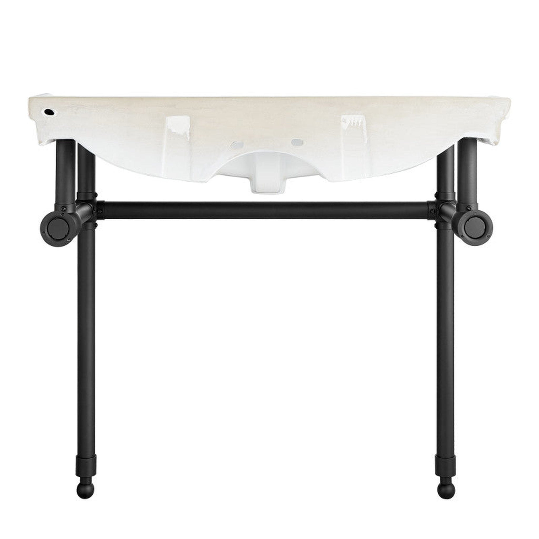 ANZZI, ANZZI Viola Series 35" x 34" White Ceramic Console Sink With Matte Black Stainless Steel Stand Legs