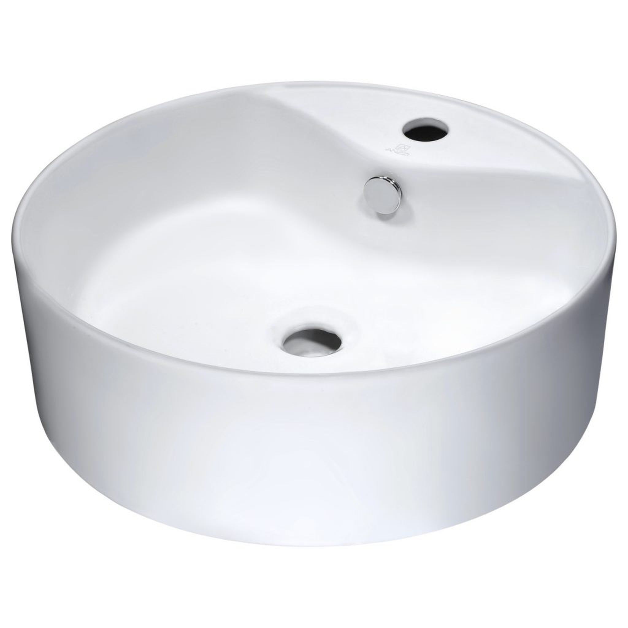 ANZZI, ANZZI Vitruvius Series 19" x 19" Single Hole Round Glossy White Vessel Sink With Built-In Overflow